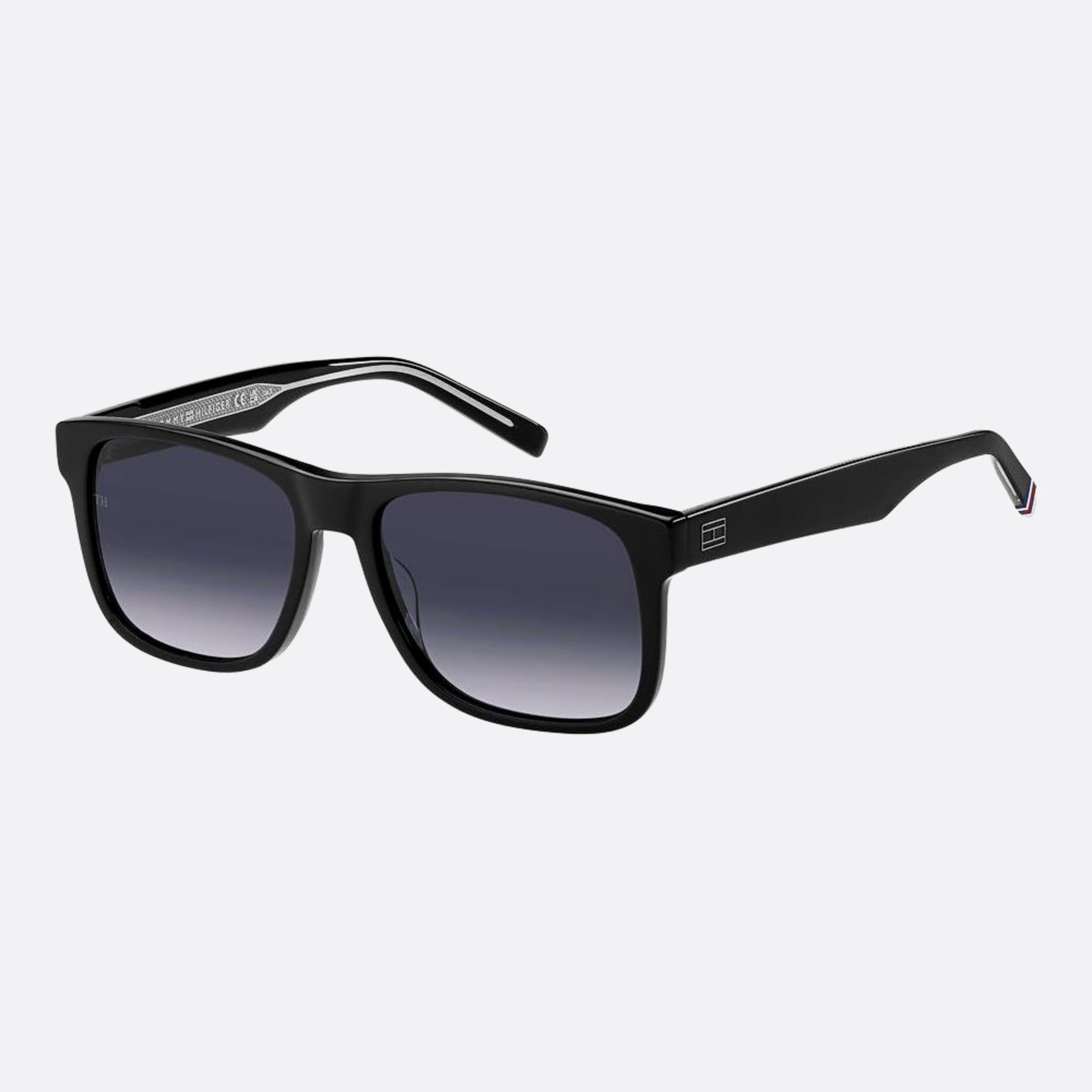 Tommy 57mm Hilfiger Black Squared Men Sunglasses - Side View