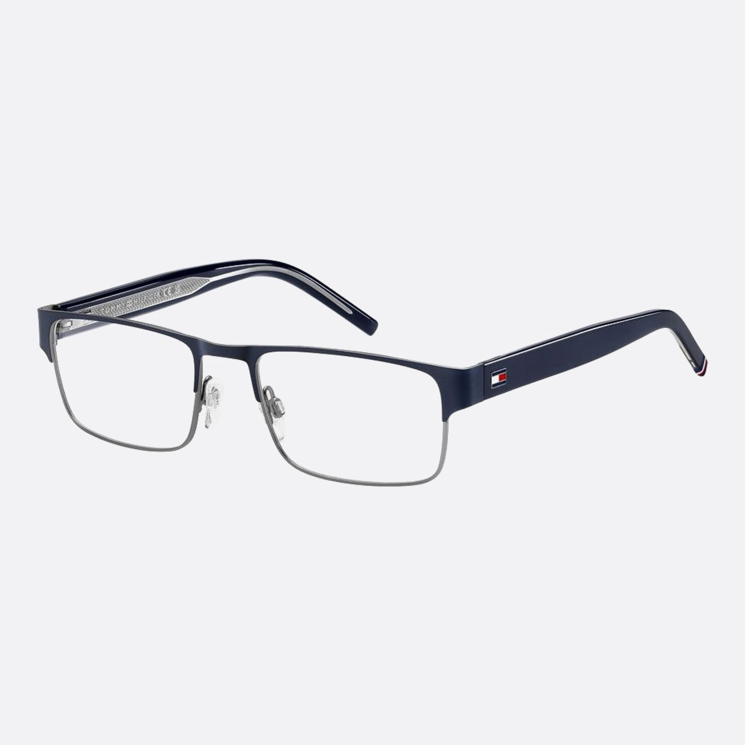 Tommy 55mm Hilfiger Ku0 Blue Rectangle Men Eyeglasses - Side View