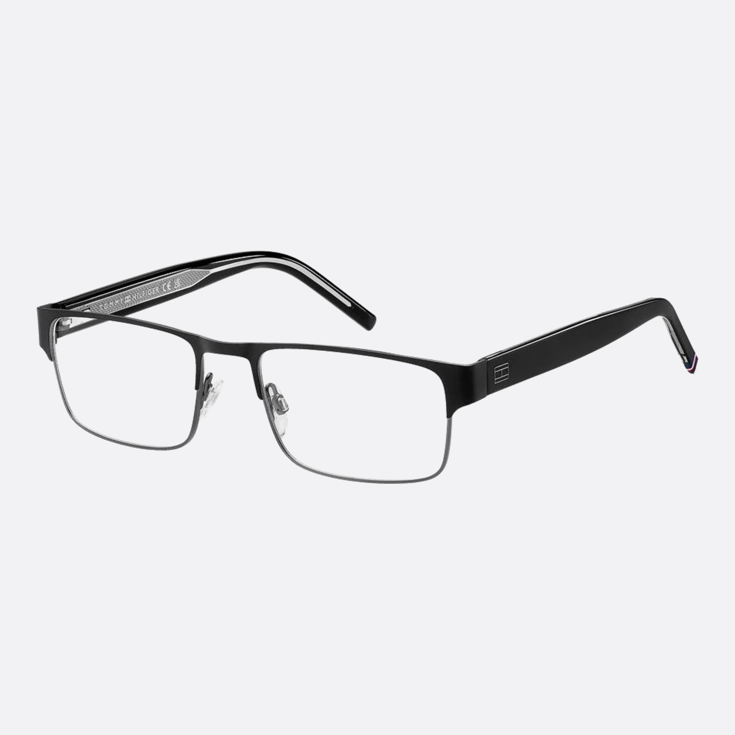 Tommy 55mm Hilfiger Rzz Black Rectangle Men Eyeglasses - Side View