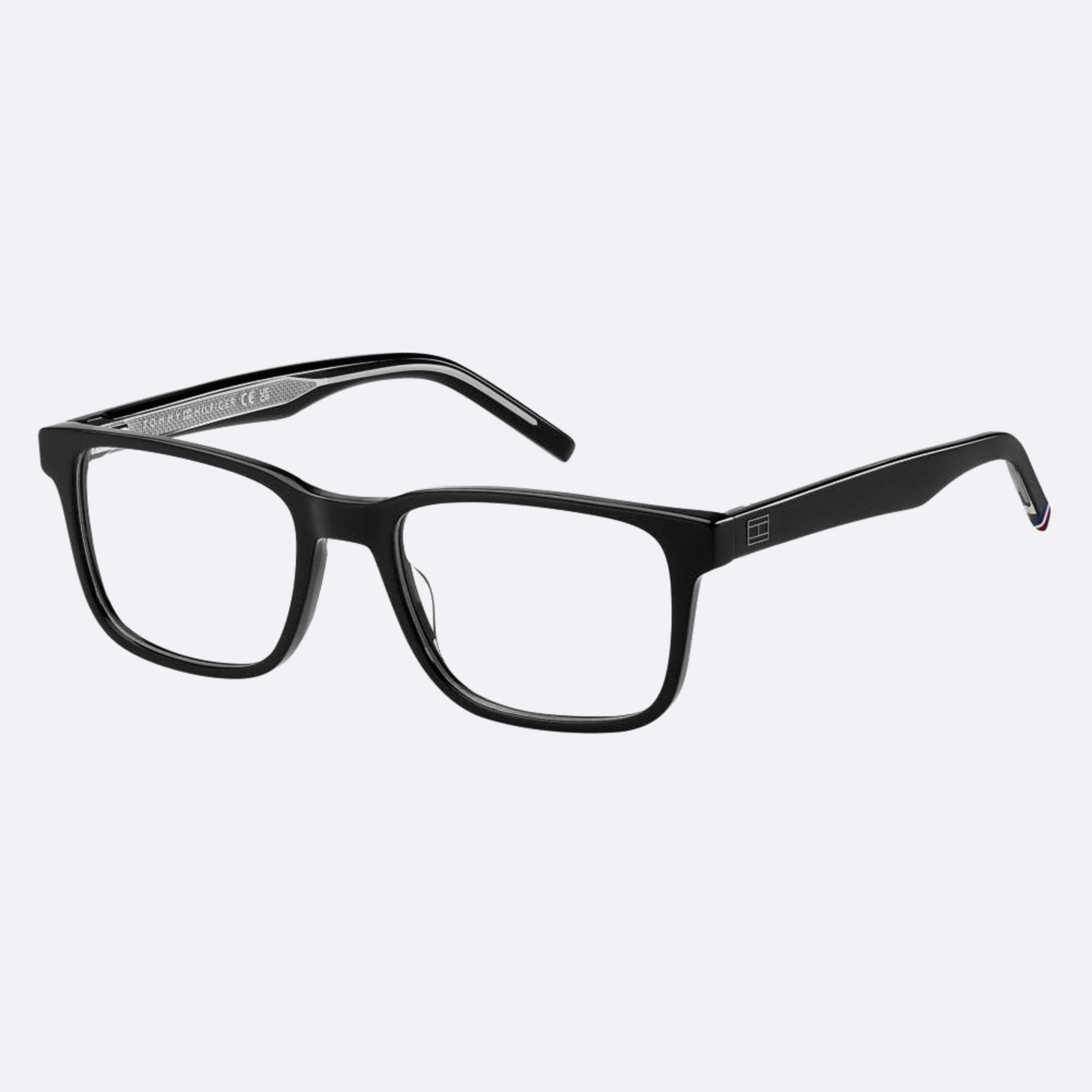 Tommy 54mm Hilfiger Black Squared Men Eyeglasses - Side View