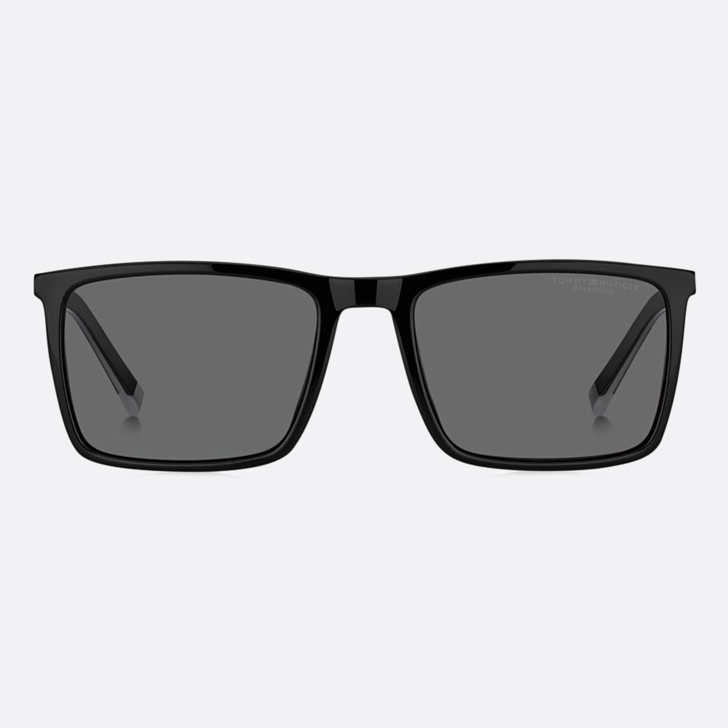 Tommy 55mm Hilfiger Black Squared Polarized Men Sunglasses - Main View