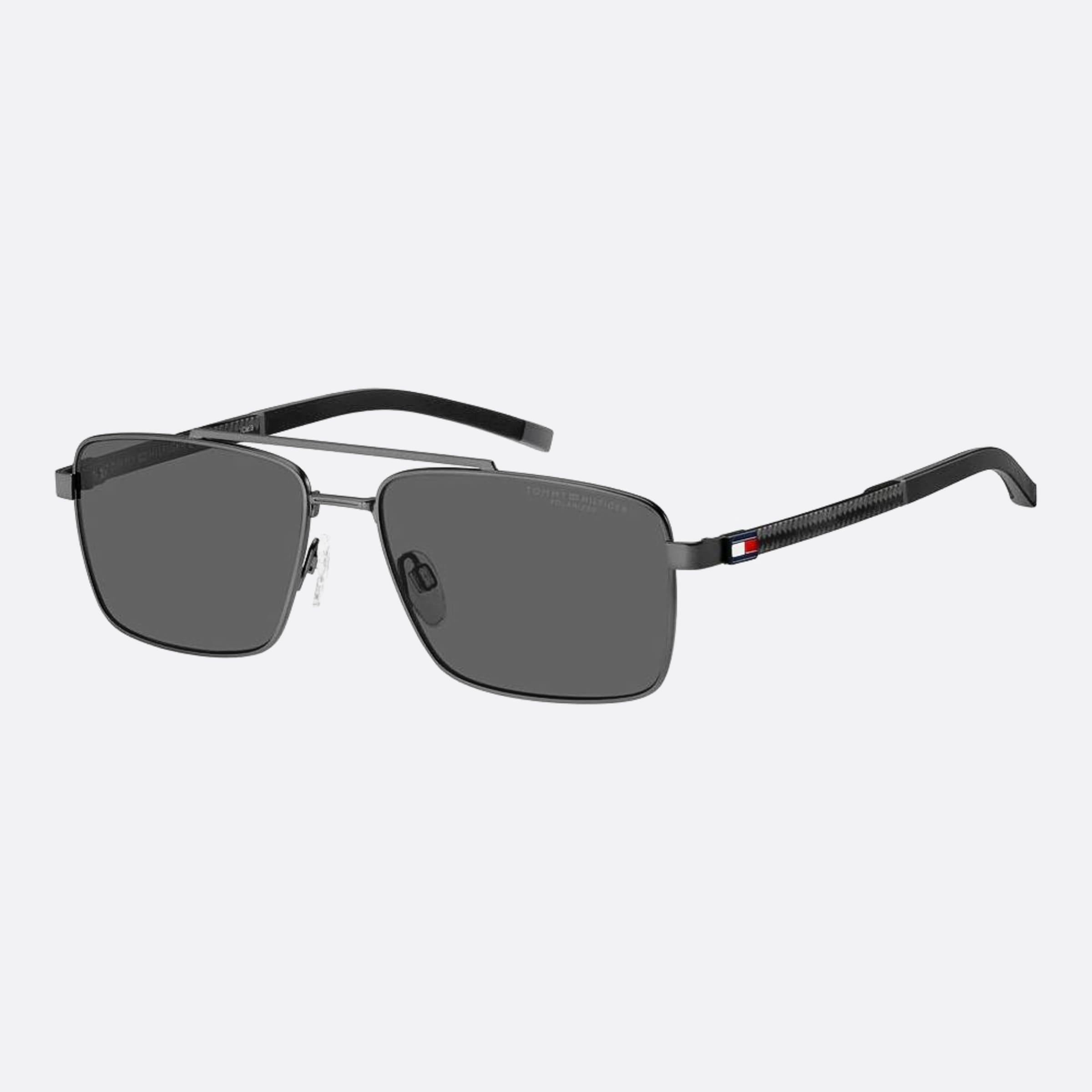 Tommy 58mm Hilfiger Svk Ruthenium Rectangle Polarized Men Sunglasses - Side View