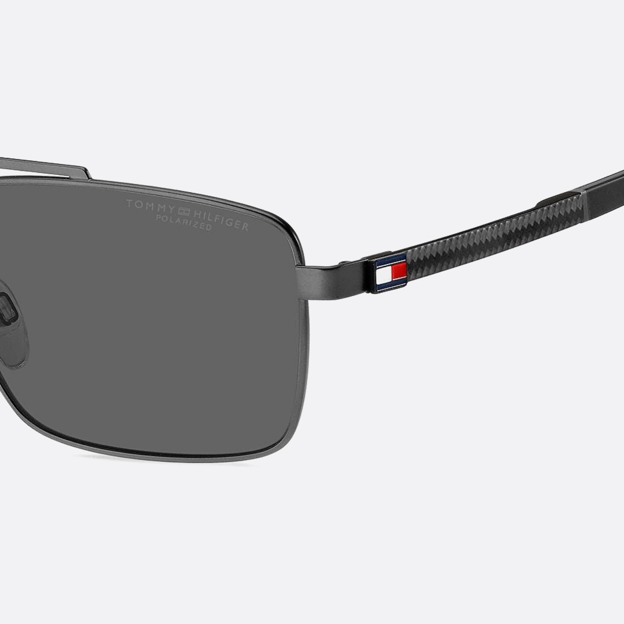 Tommy 58mm Hilfiger Svk Ruthenium Rectangle Polarized Men Sunglasses - Detail View
