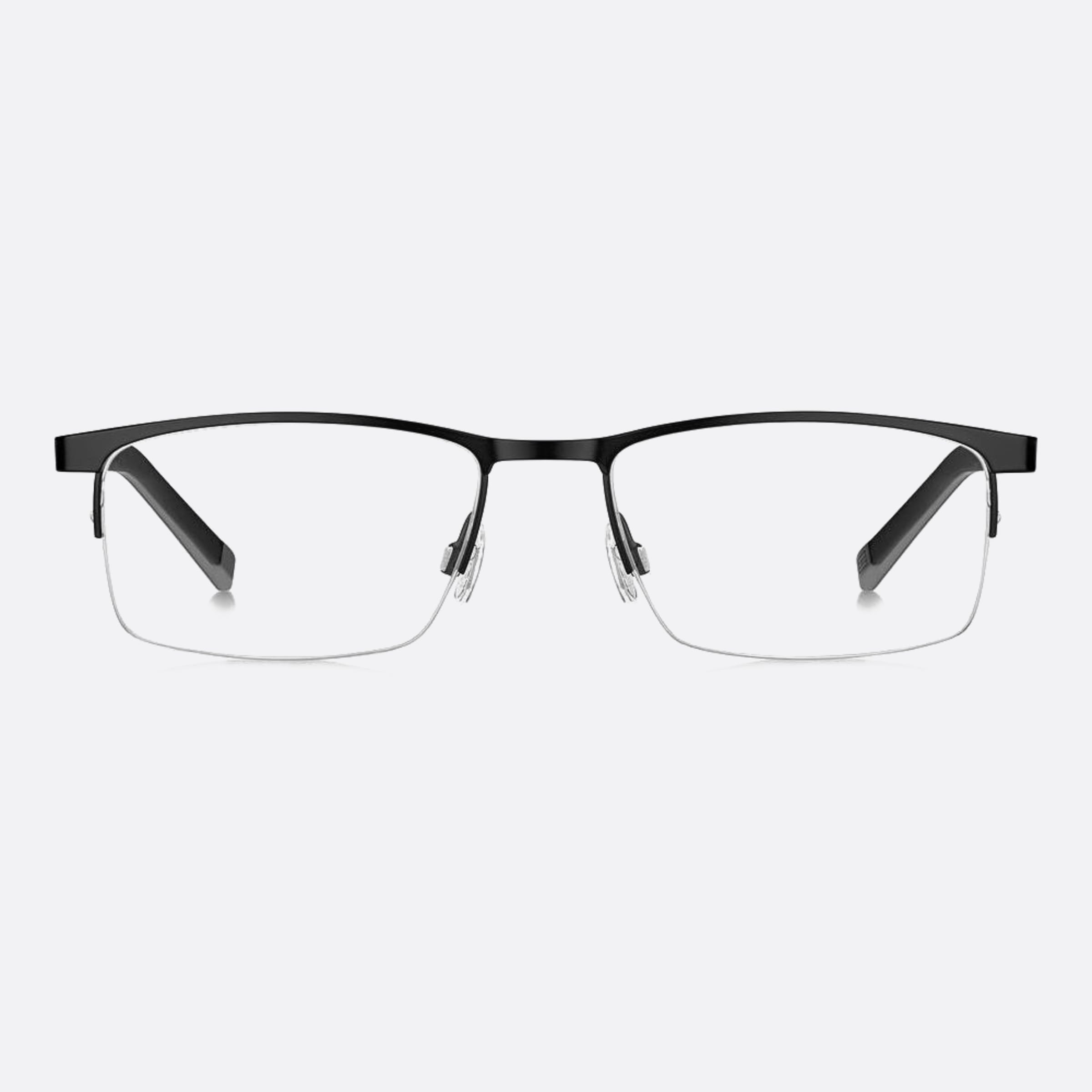 Tommy 54mm Hilfiger Black Rectangle Men Eyeglasses - Main View