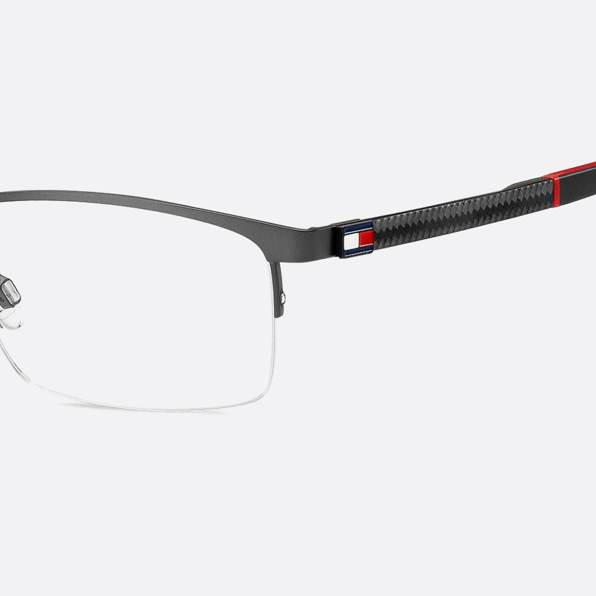 Tommy 54mm Hilfiger Svk Ruthenium Rectangle Men Eyeglasses - Detail View