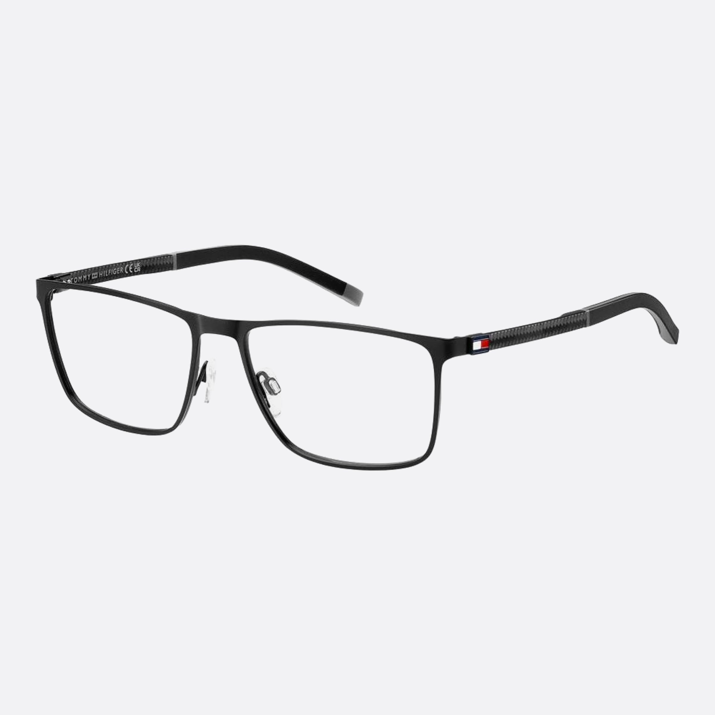 Tommy 58mm Hilfiger Black Squared Men Eyeglasses - Side View