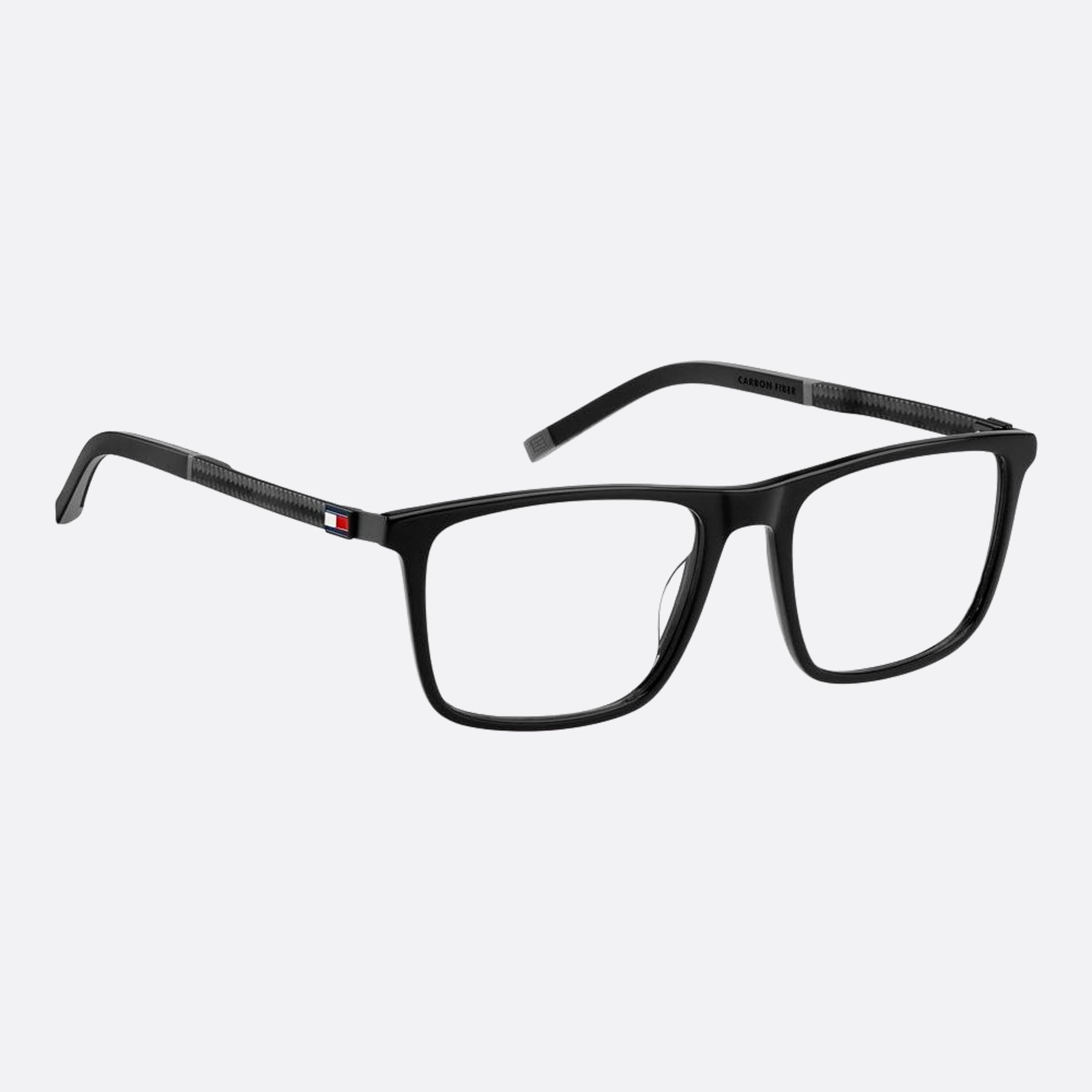 Tommy 53mm Hilfiger Black Rectangle Men Eyeglasses - Lifestyle Shot