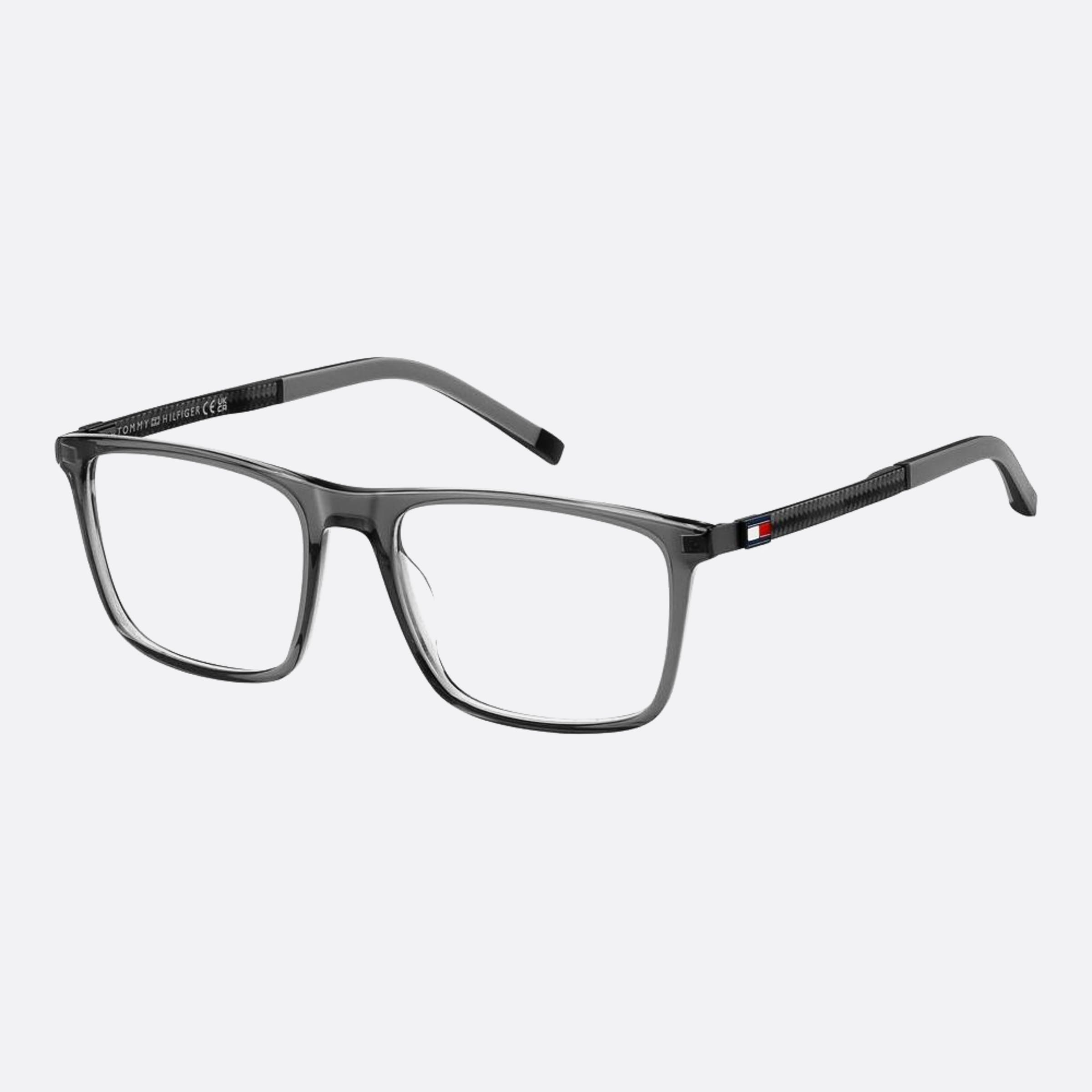 Tommy 55mm Hilfiger Kb7 Grey Rectangle Men Eyeglasses - Side View