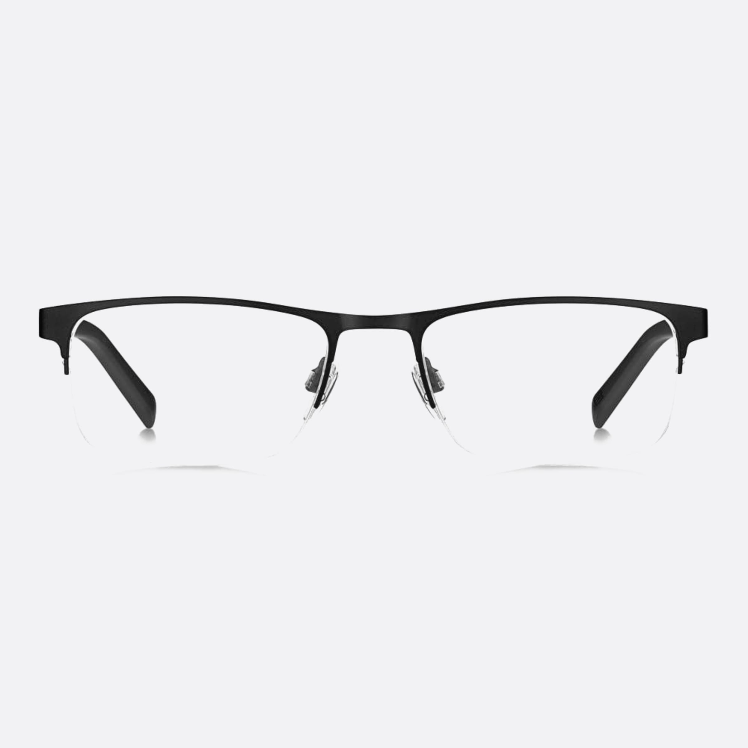 Tommy 54mm Hilfiger Black Rectangle Men Eyeglasses - Main View
