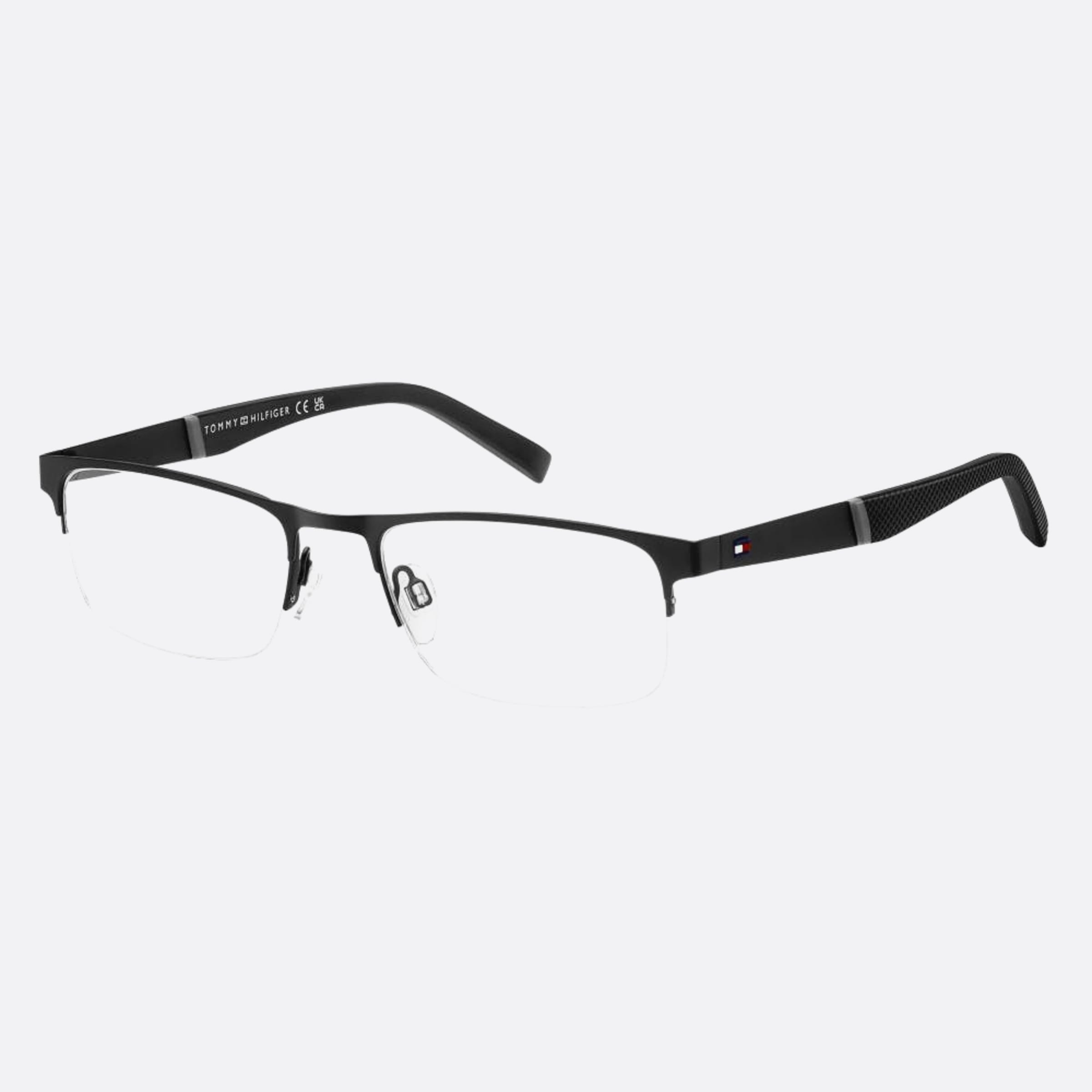 Tommy 54mm Hilfiger Black Rectangle Men Eyeglasses - Side View