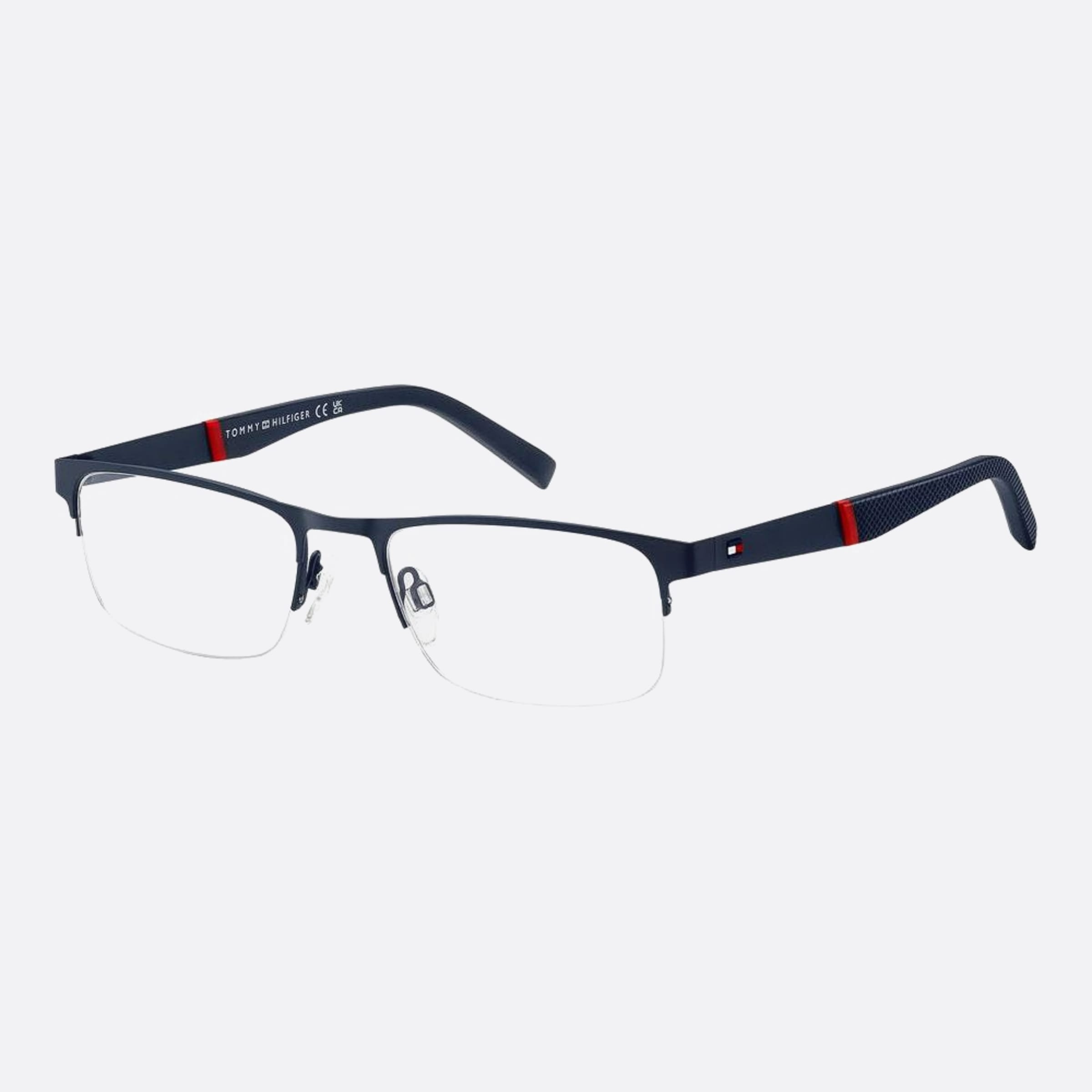 Tommy 54mm Hilfiger Fll Blue Rectangle Men Eyeglasses - Side View