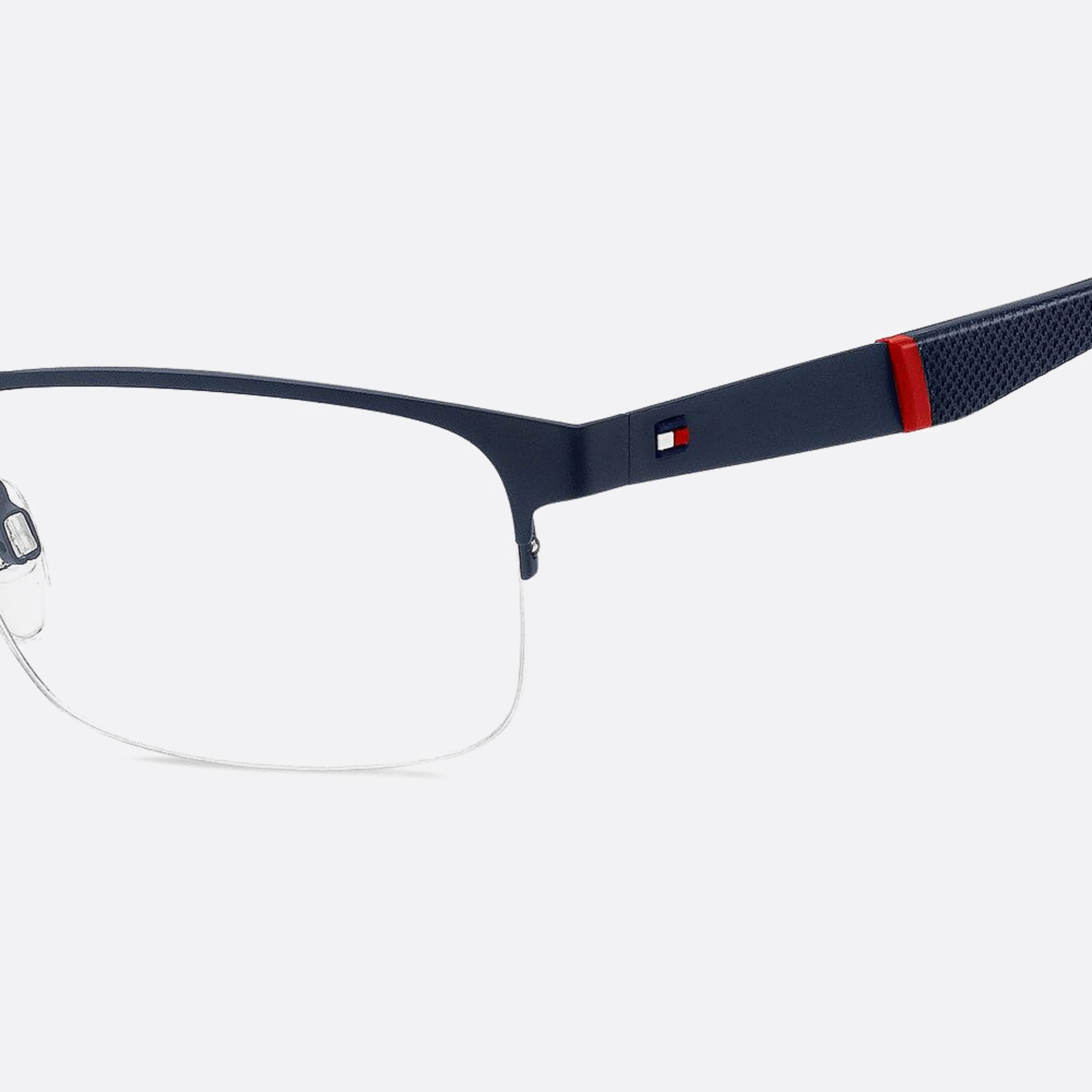 Tommy 54mm Hilfiger Fll Blue Rectangle Men Eyeglasses - Detail View
