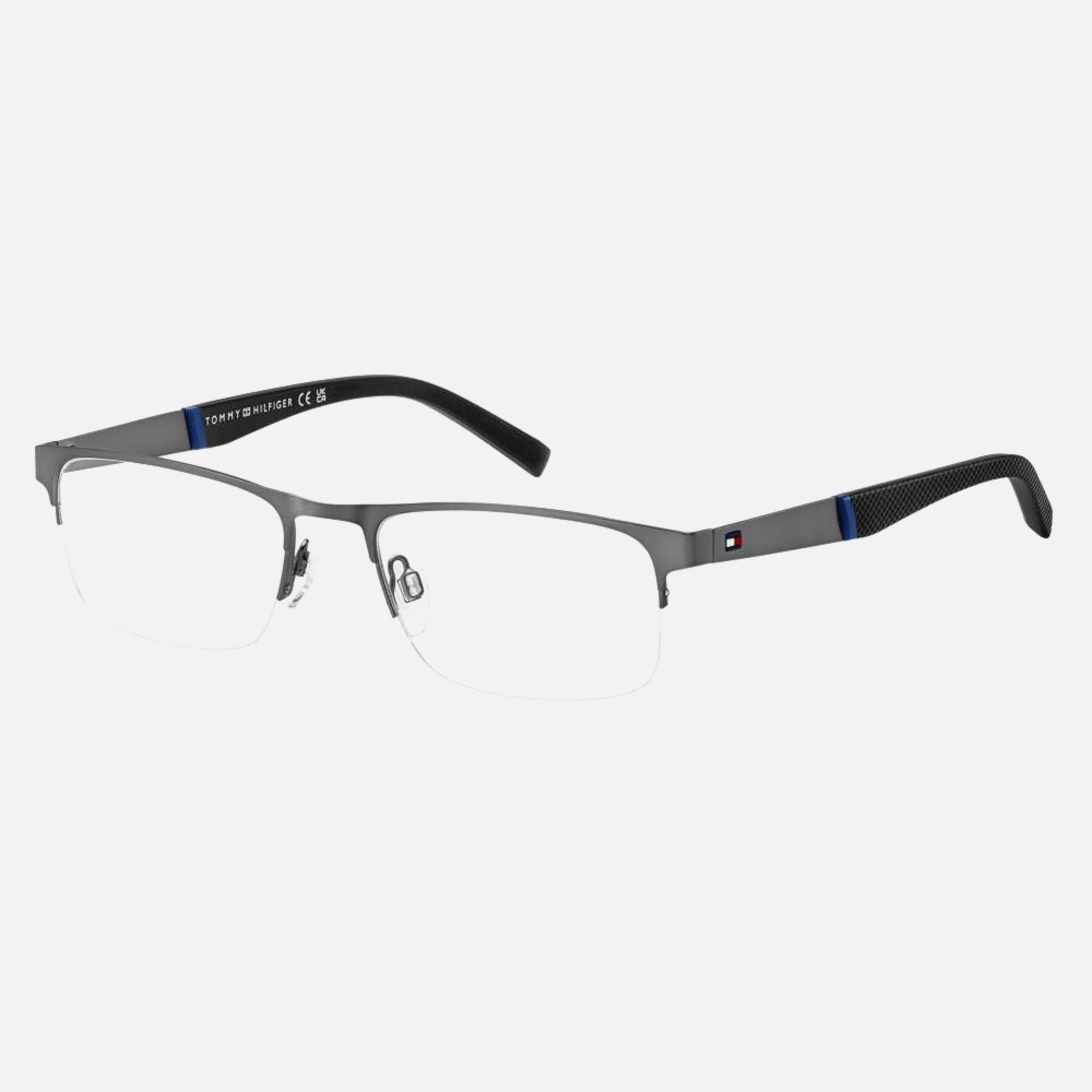 Tommy 54mm Hilfiger R80 Ruthenium Rectangle Men Eyeglasses - Side View