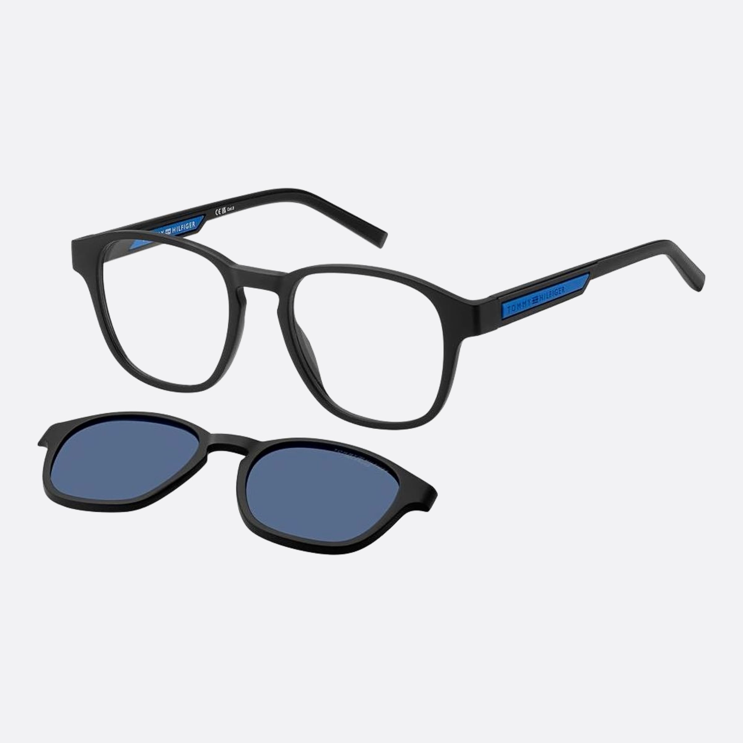 Tommy 50mm Hilfiger Black Squared Men Sunglasses - Side View
