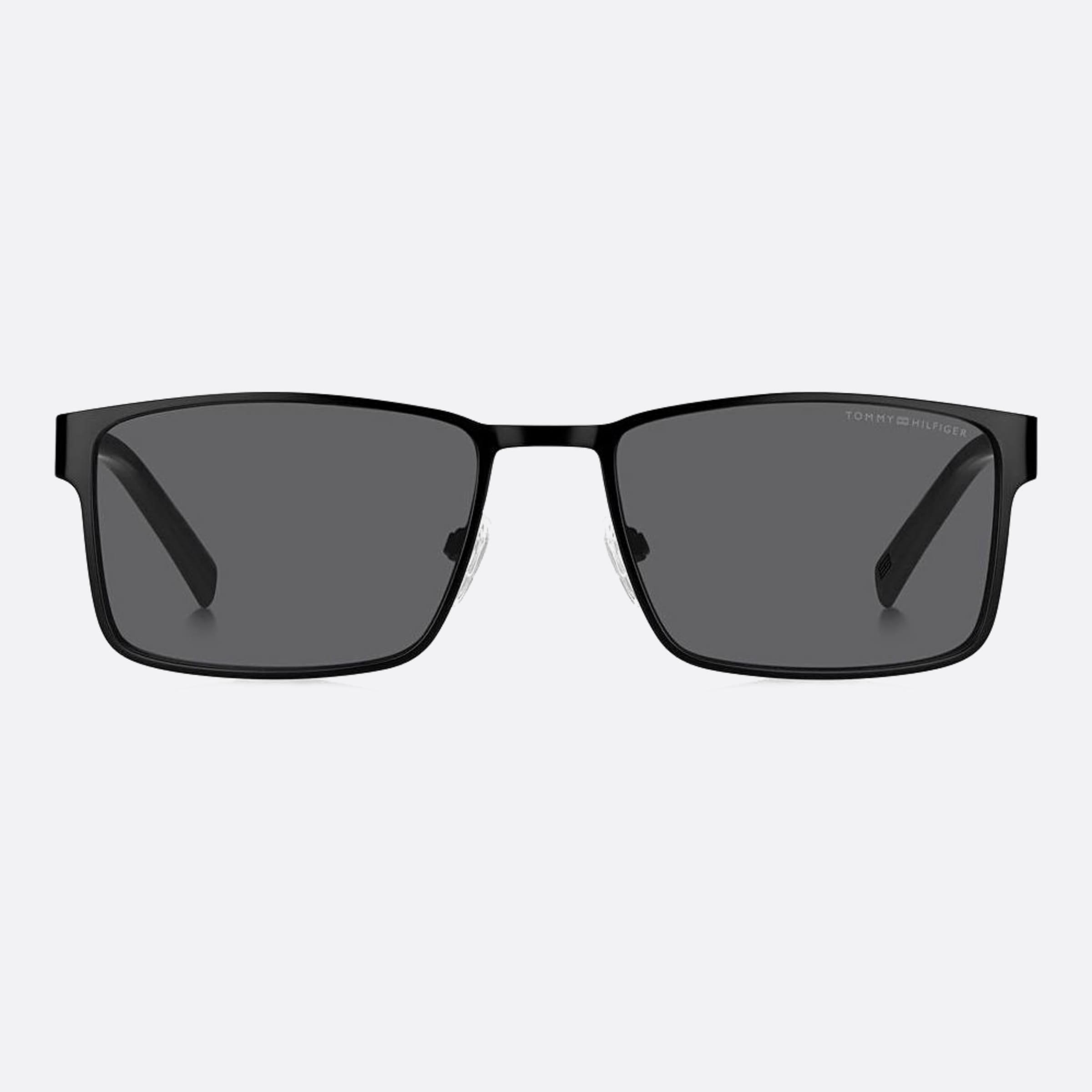 Tommy 57mm Hilfiger Black Rectangle Men Sunglasses - Main View