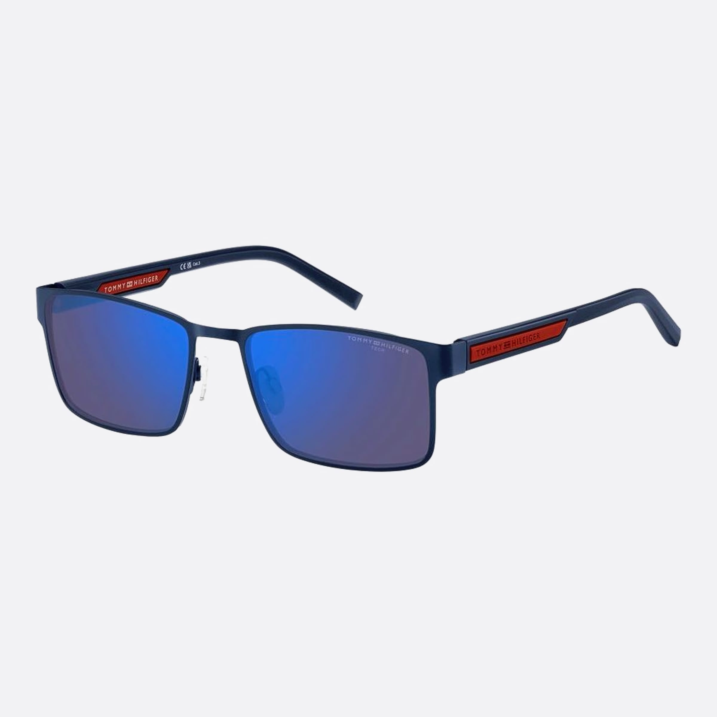 Tommy 57mm Hilfiger Fll Blue Rectangle Men Sunglasses - Side View