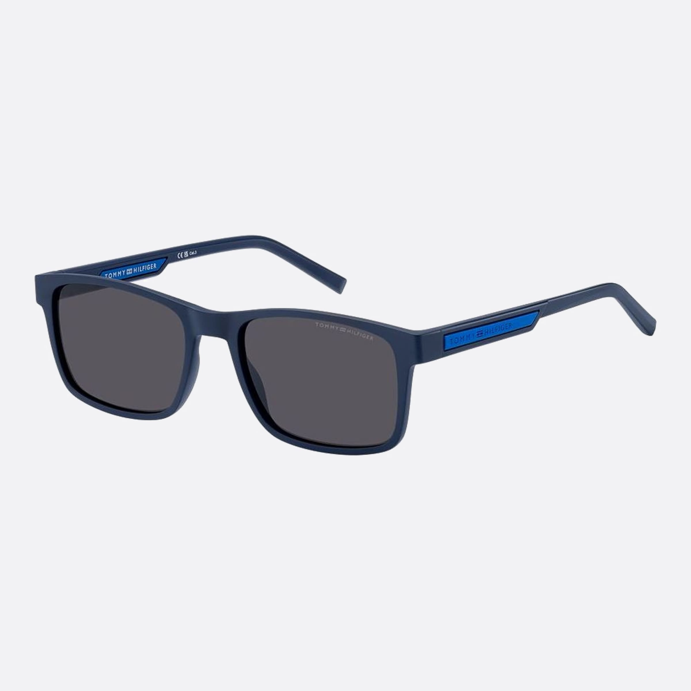 Tommy 56mm Hilfiger Fll Blue Rectangle Men Sunglasses - Side View