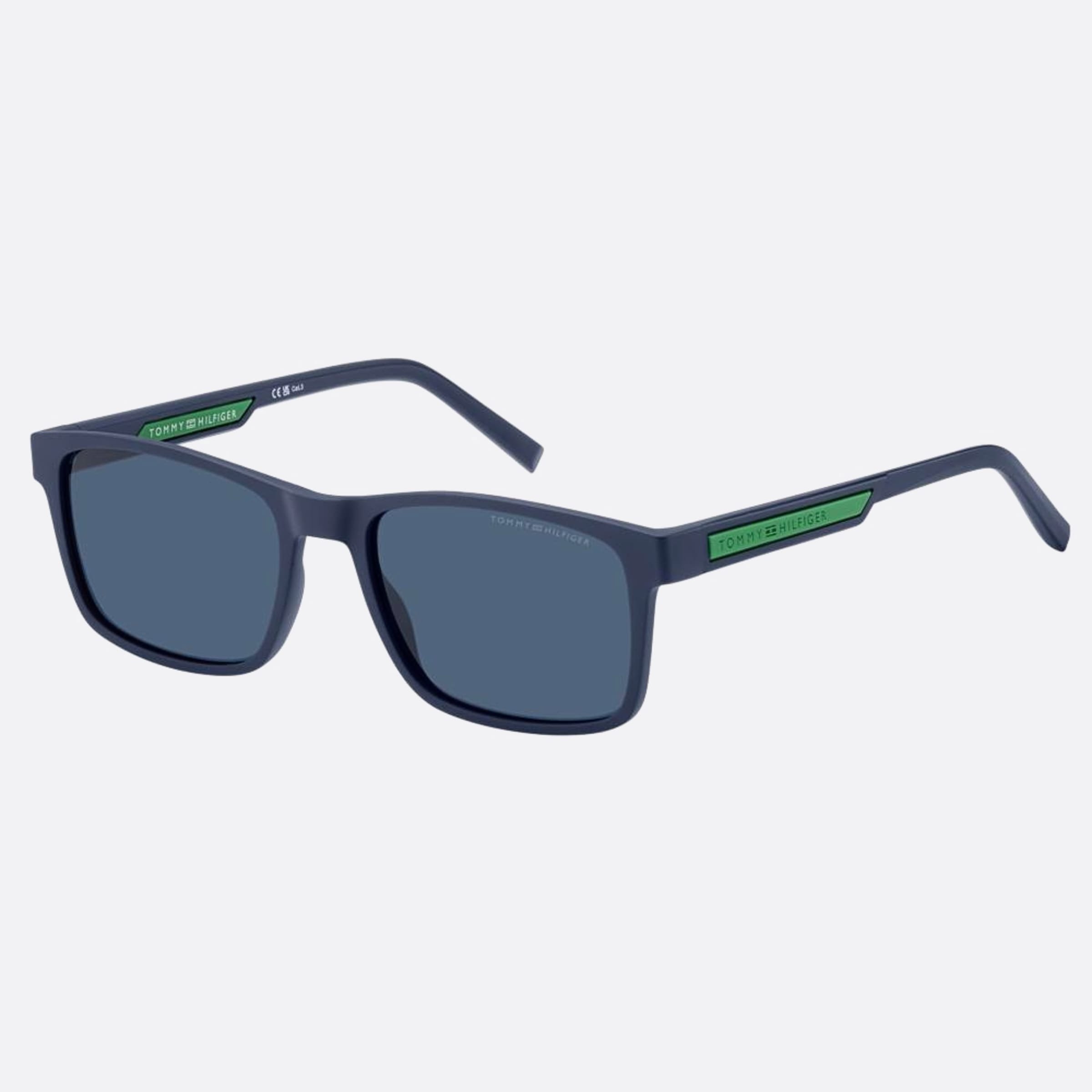 Tommy 56mm Hilfiger Fll Blue Rectangle Men Sunglasses - Side View