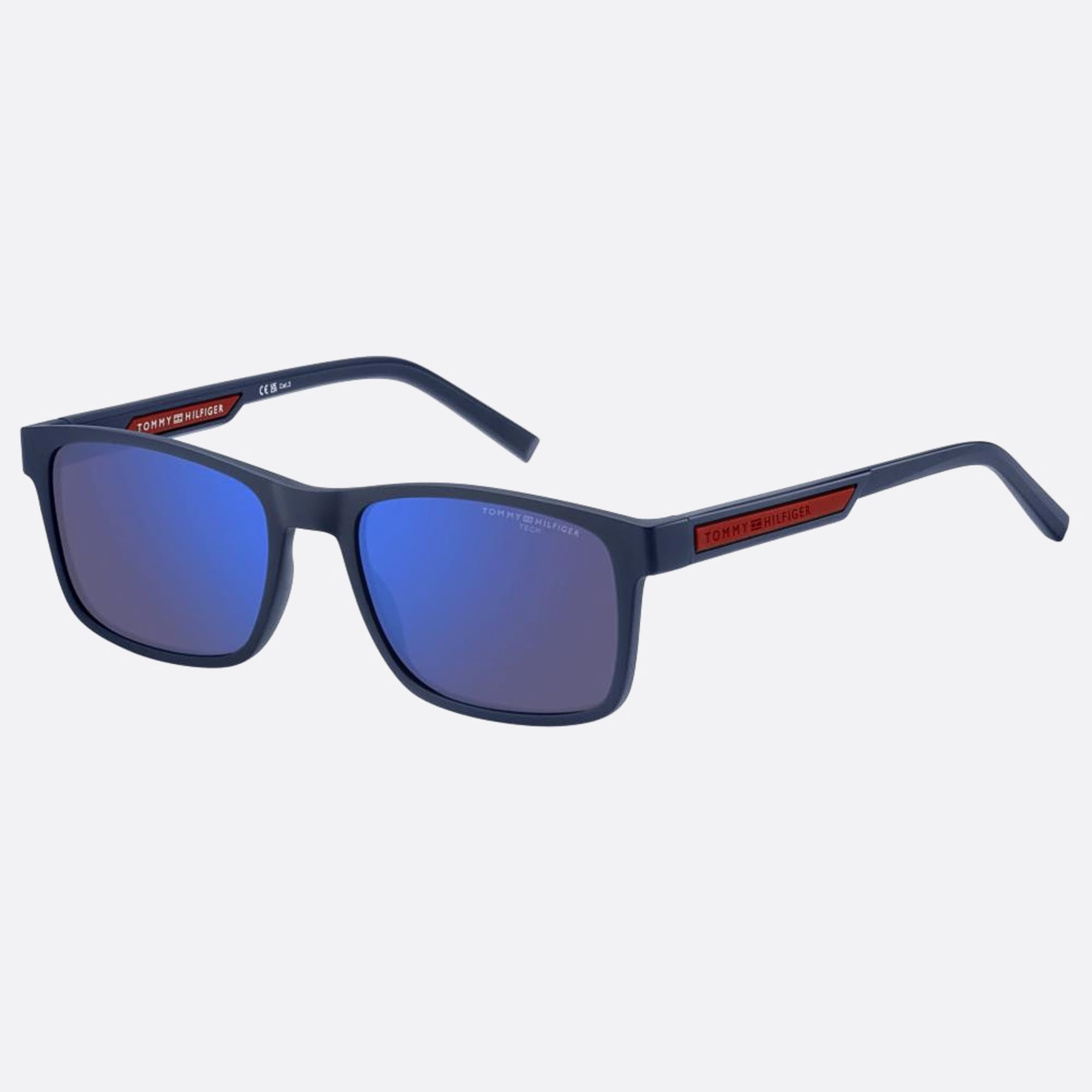 Tommy 56mm Hilfiger Fll Blue Rectangle Men Sunglasses - Side View
