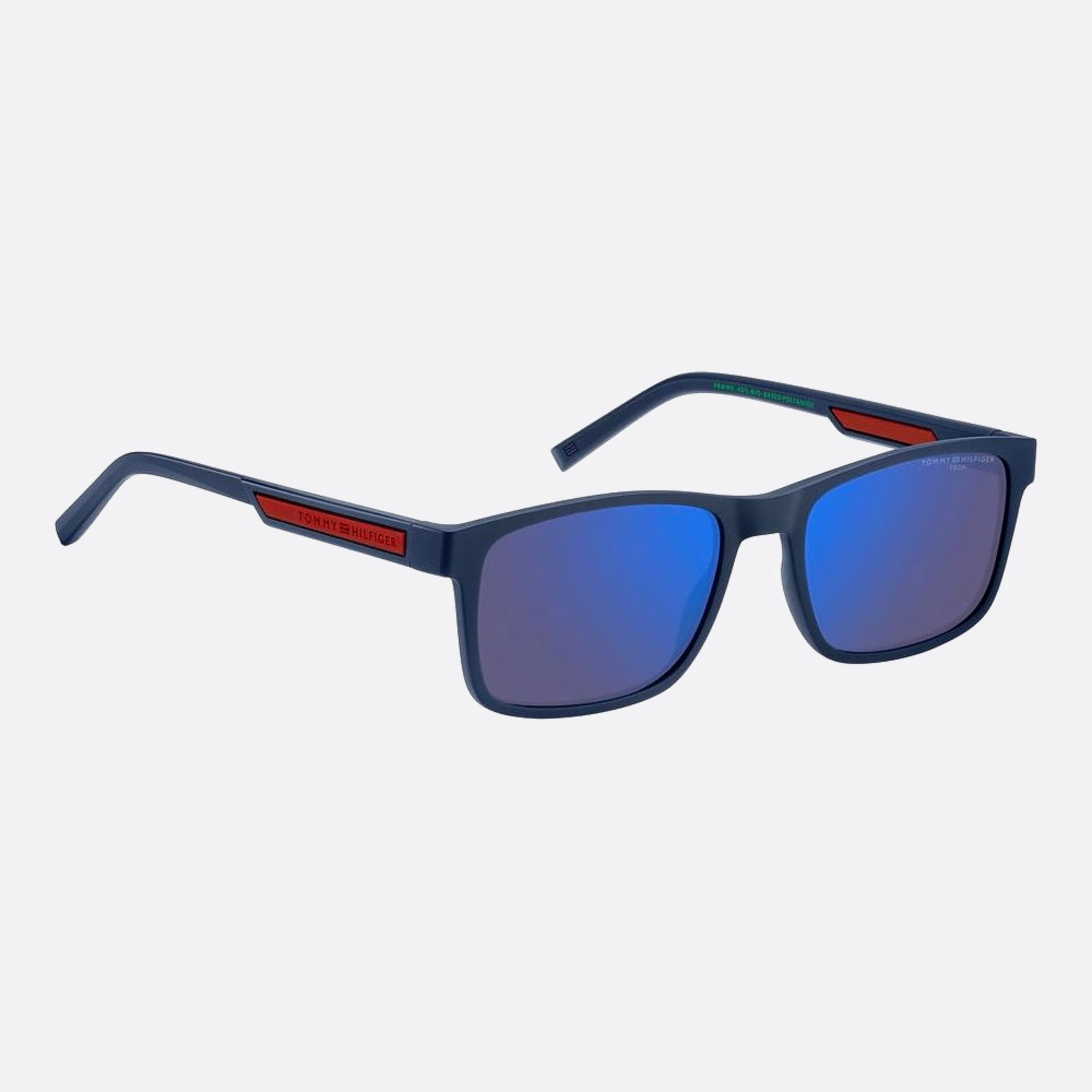 Tommy 56mm Hilfiger Fll Blue Rectangle Men Sunglasses - Detail View