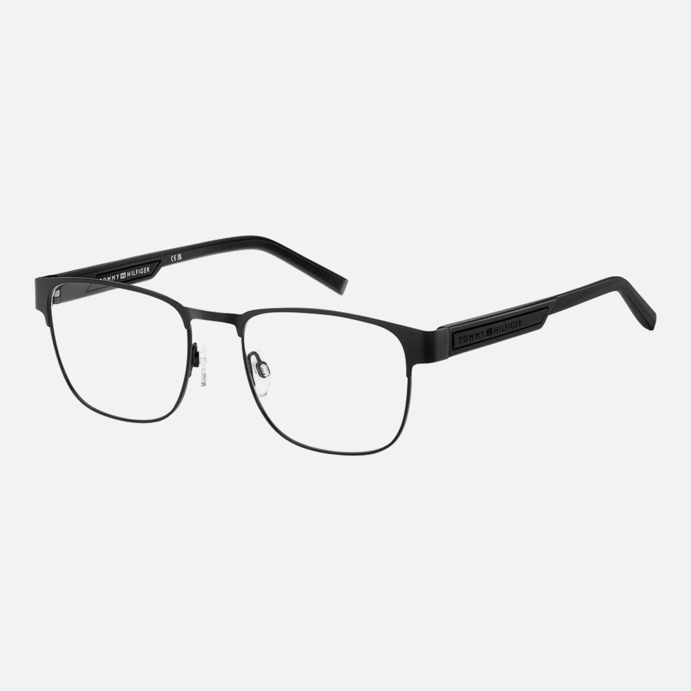 Tommy 54mm Hilfiger Black Rectangle Men Eyeglasses - Side View