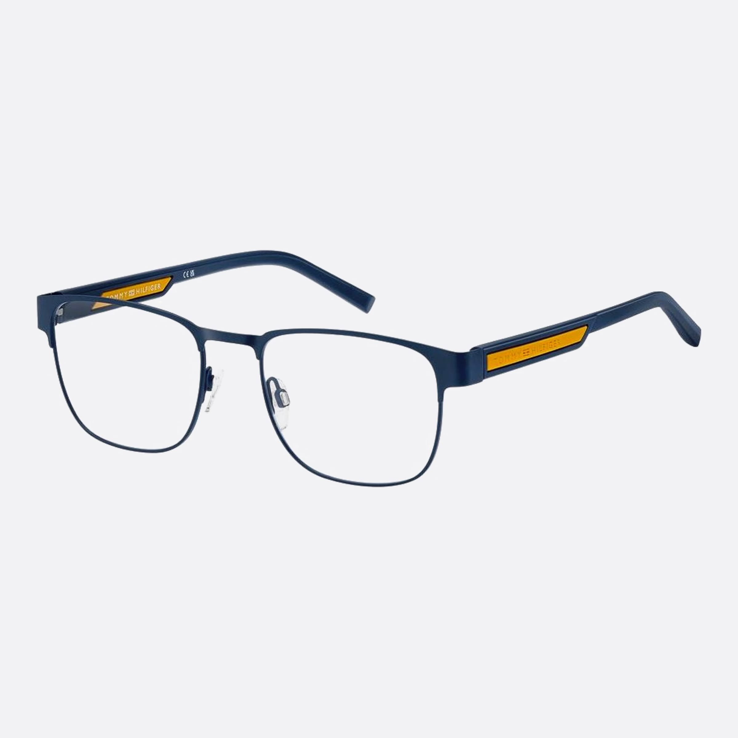 Tommy 54mm Hilfiger Fll Blue Rectangle Men Eyeglasses - Side View