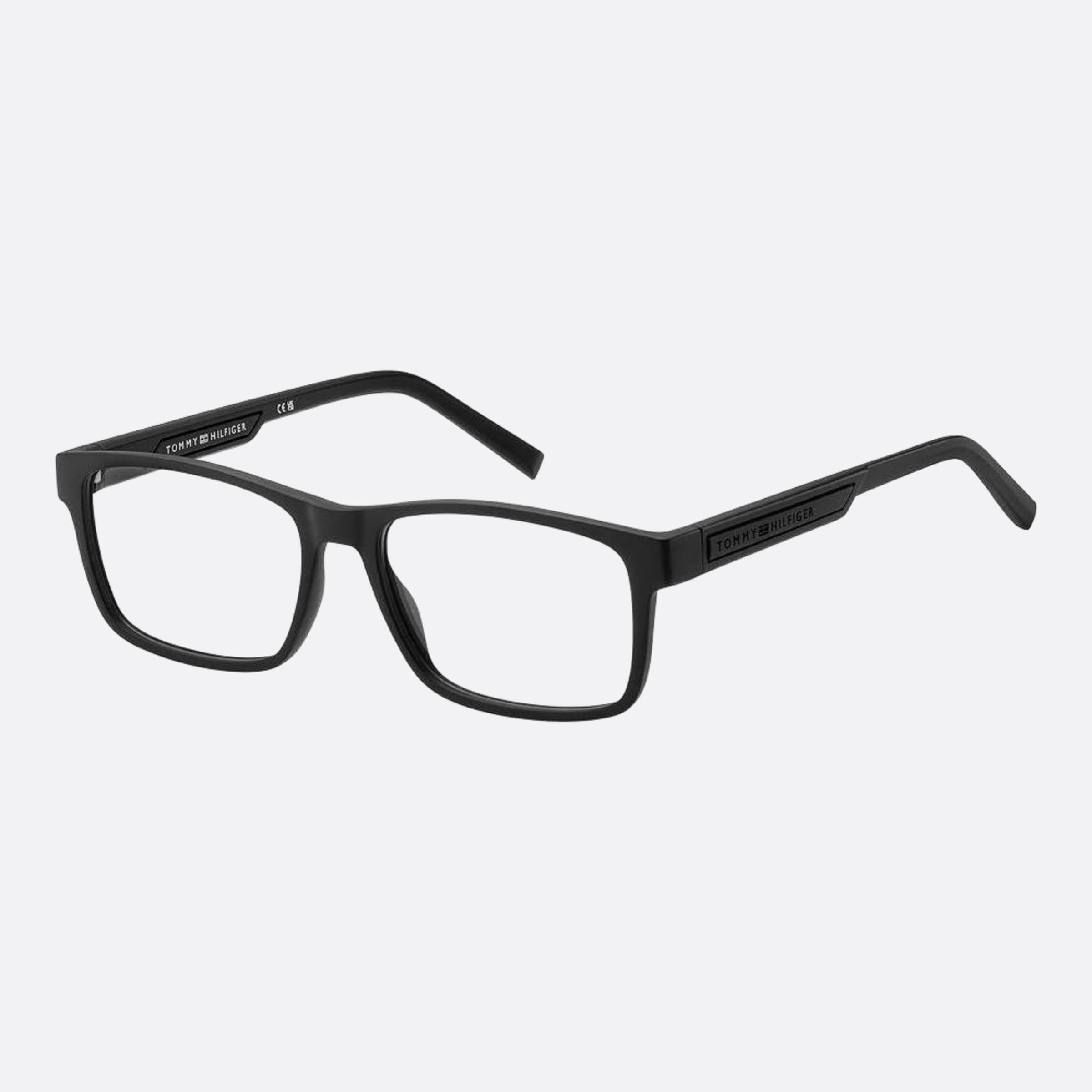 Tommy 54mm Hilfiger Black Rectangle Men Eyeglasses - Side View