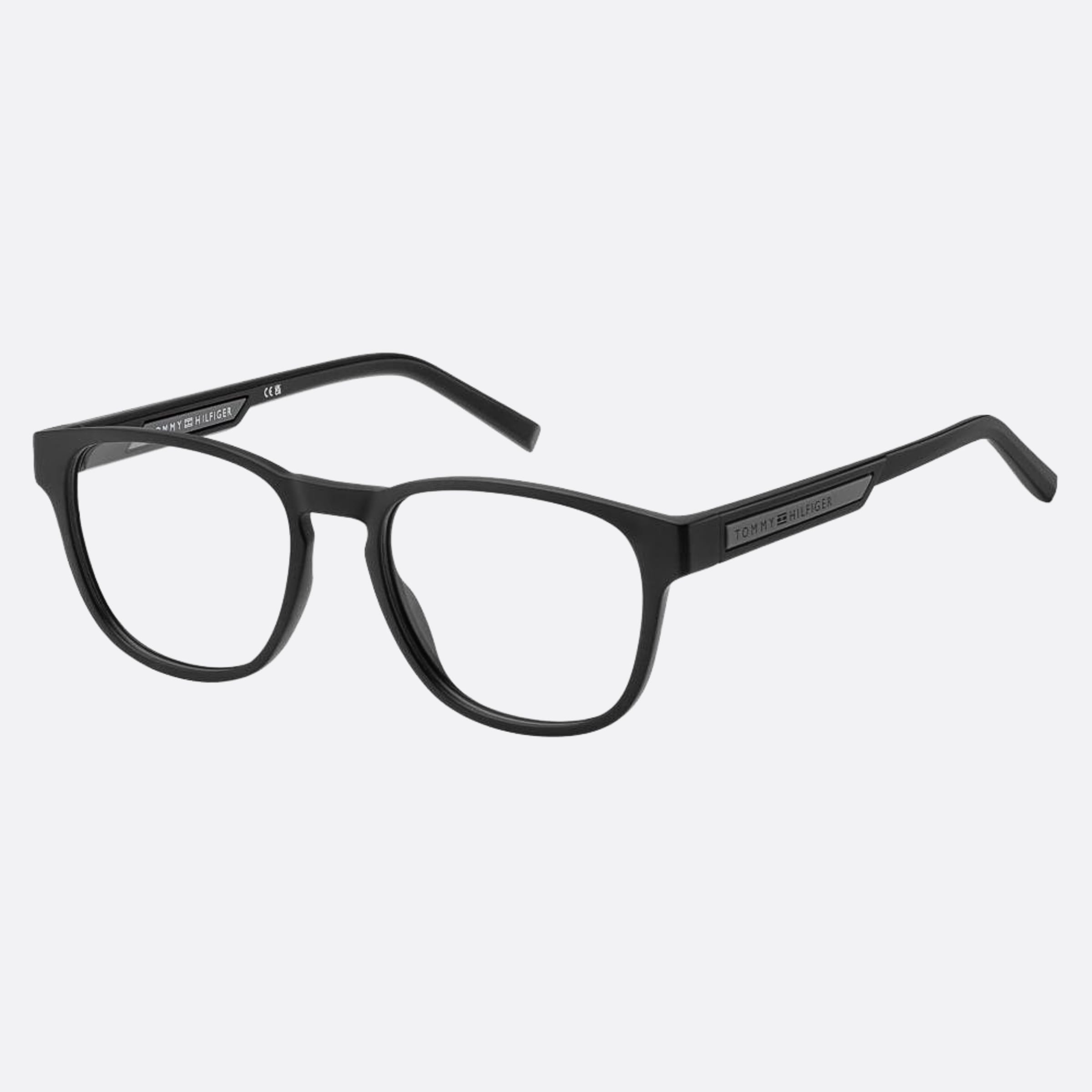 Tommy 52mm Hilfiger Black Pantos Men Eyeglasses - Side View