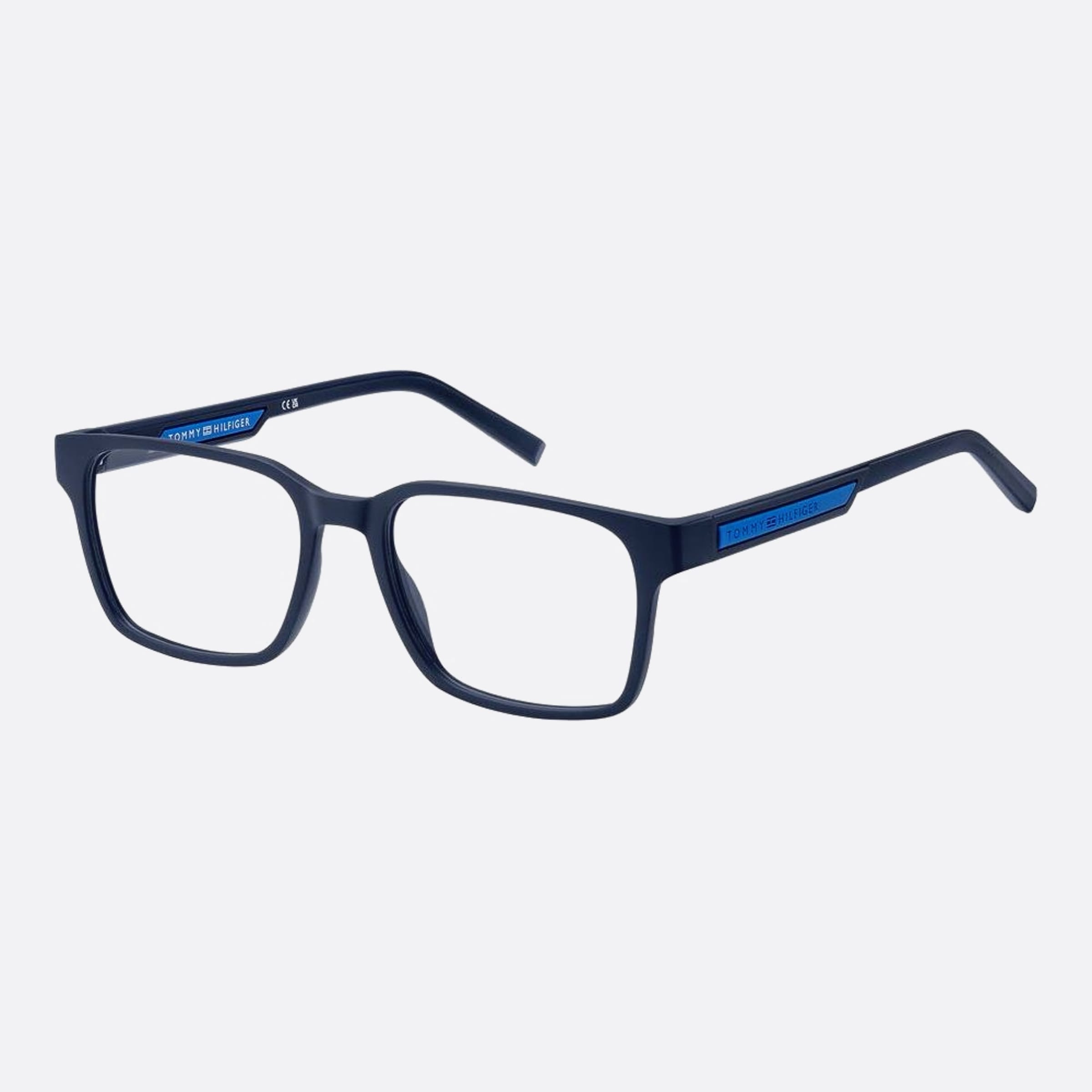 Tommy 54mm Hilfiger Fll Blue Rectangle Men Eyeglasses - Side View