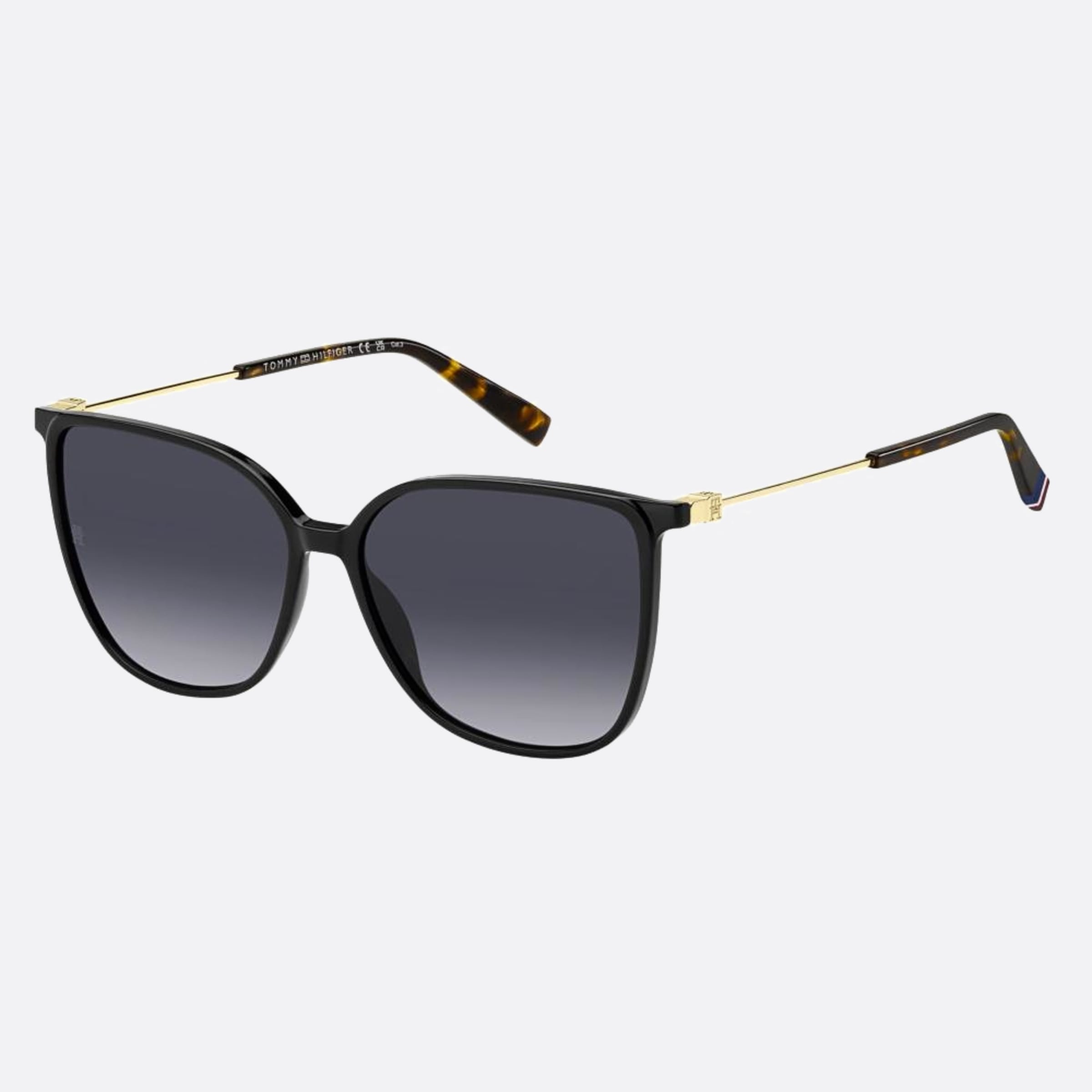 Tommy 57mm Hilfiger Black Squared Women Sunglasses - Side View