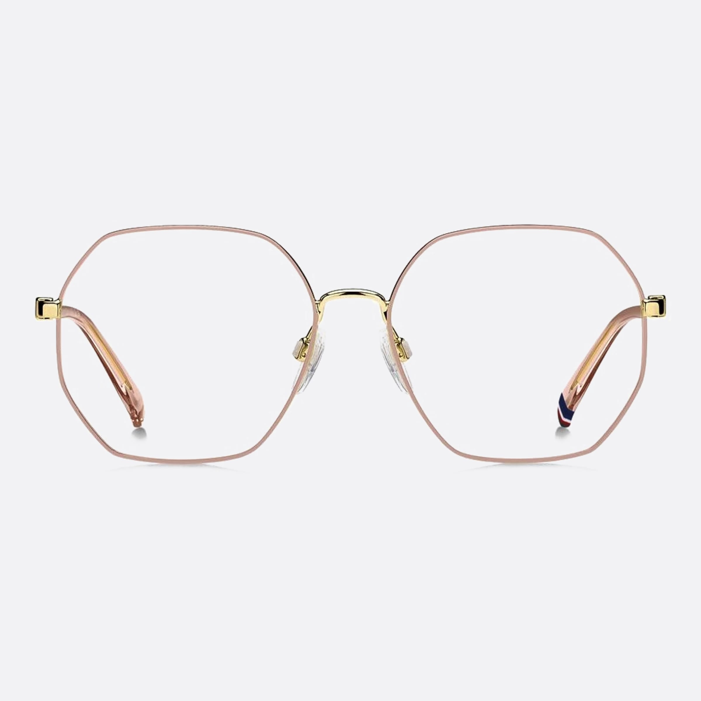 Tommy 53mm Women's Hilfiger Eyr Gold Geometric Eyeglasses - Main View