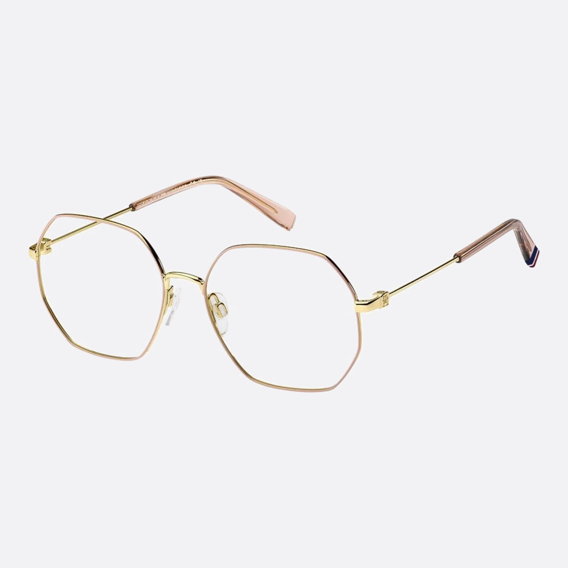 Tommy 53mm Women's Hilfiger Eyr Gold Geometric Eyeglasses - Side View