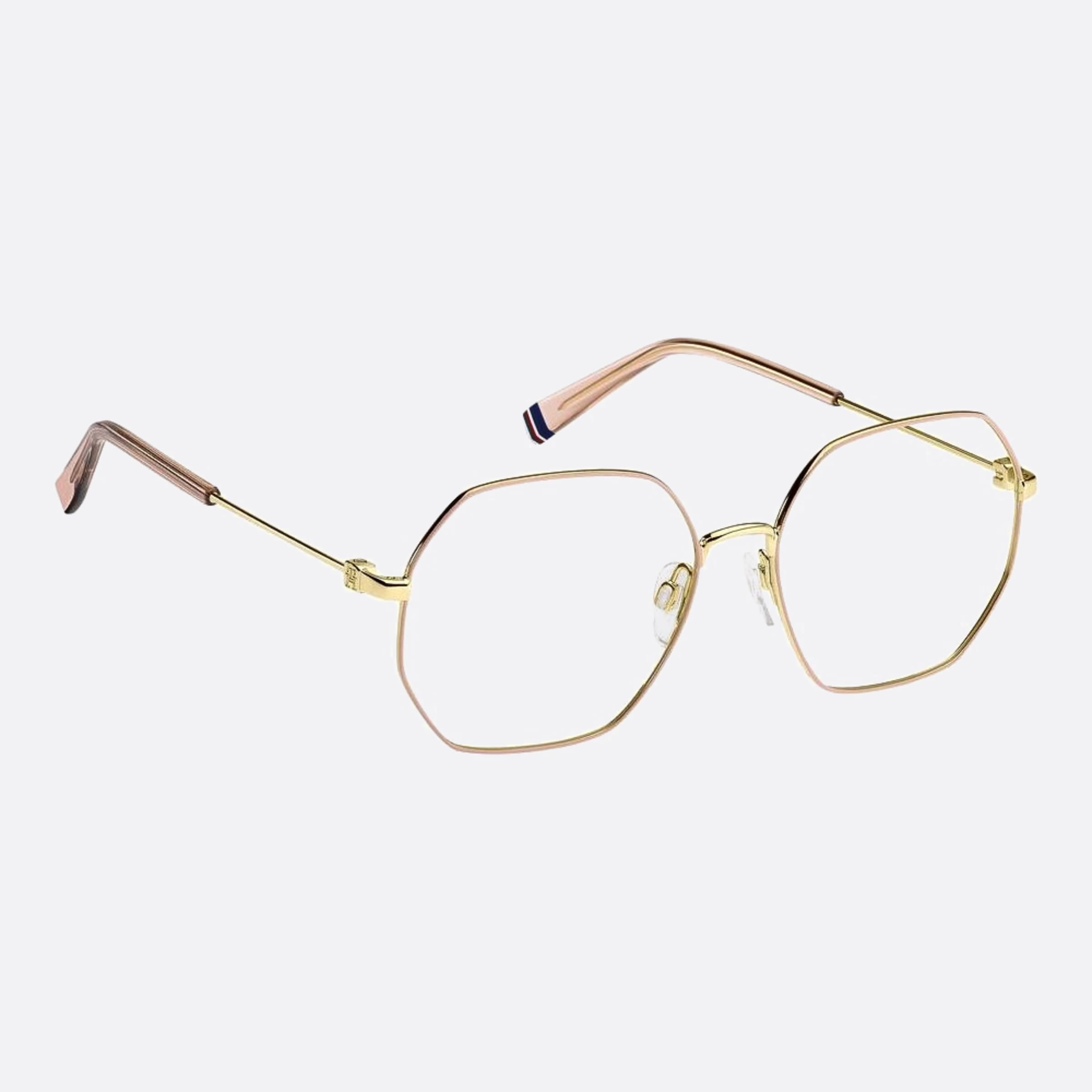 Tommy 53mm Women's Hilfiger Eyr Gold Geometric Eyeglasses - Detail View