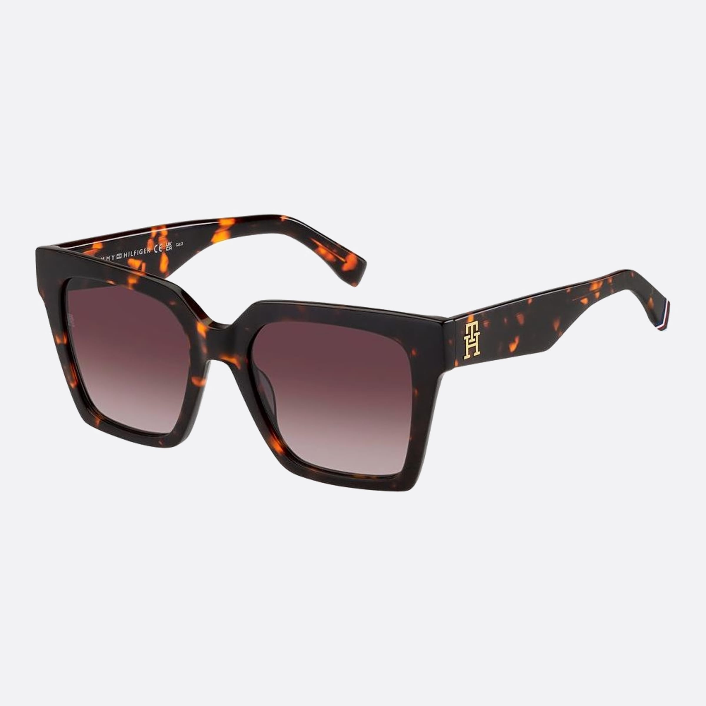 Tommy 53mm Hilfiger Havana Butterfly Women Sunglasses - Side View