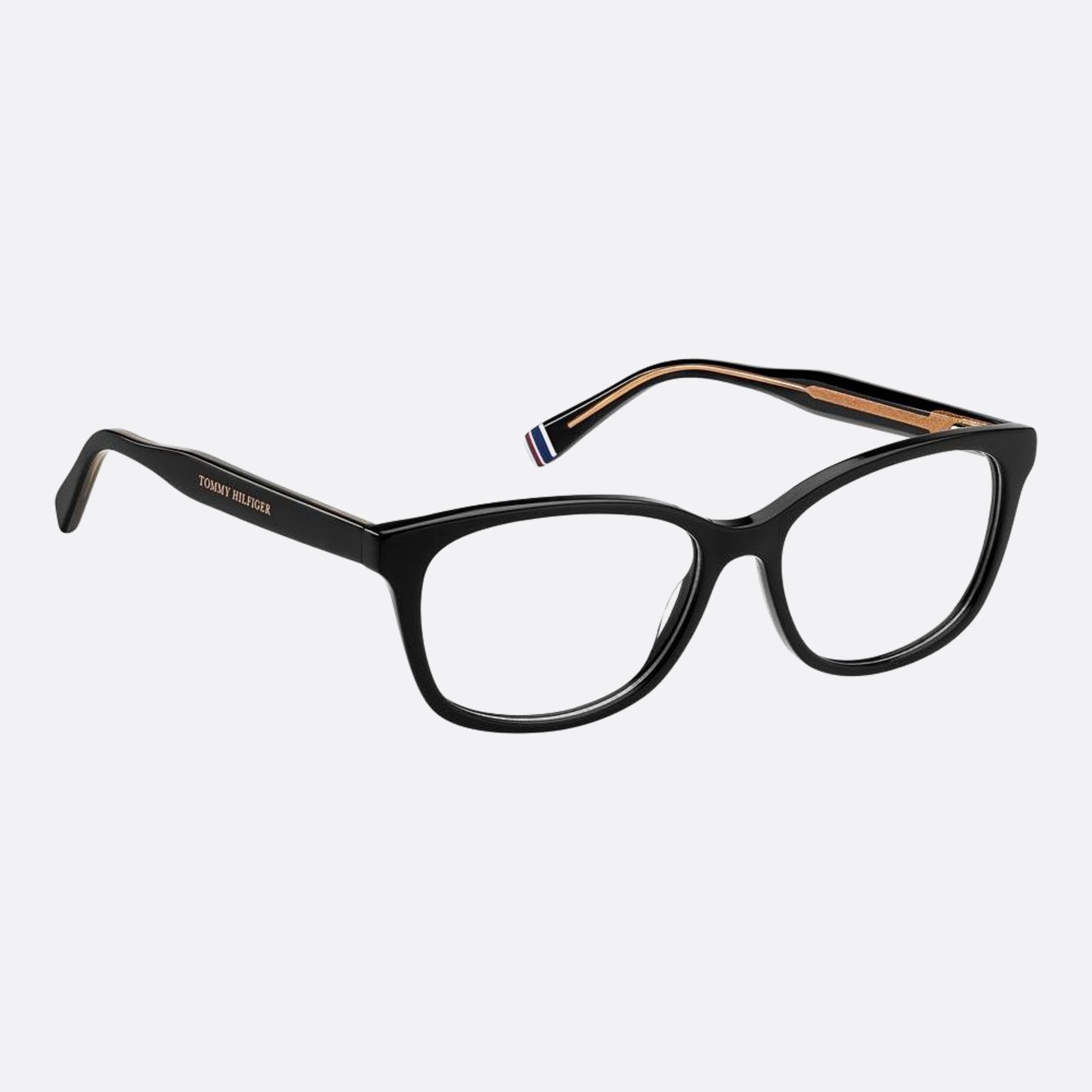 Tommy 53mm Hilfiger Black Pantos Women Eyeglasses - Side View