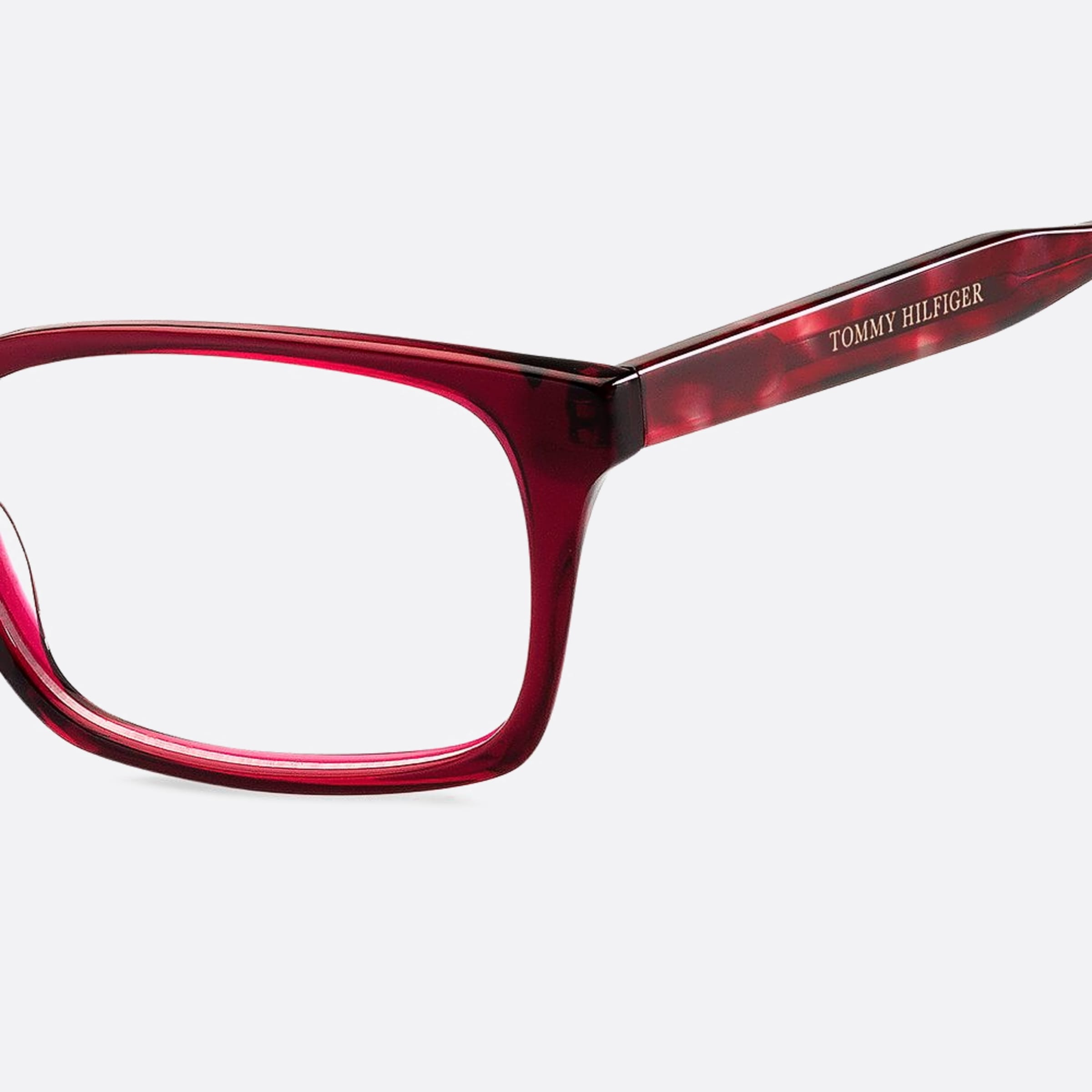 Tommy 52mm Hilfiger 8cq Red Squared Women Eyeglasses - Detail View