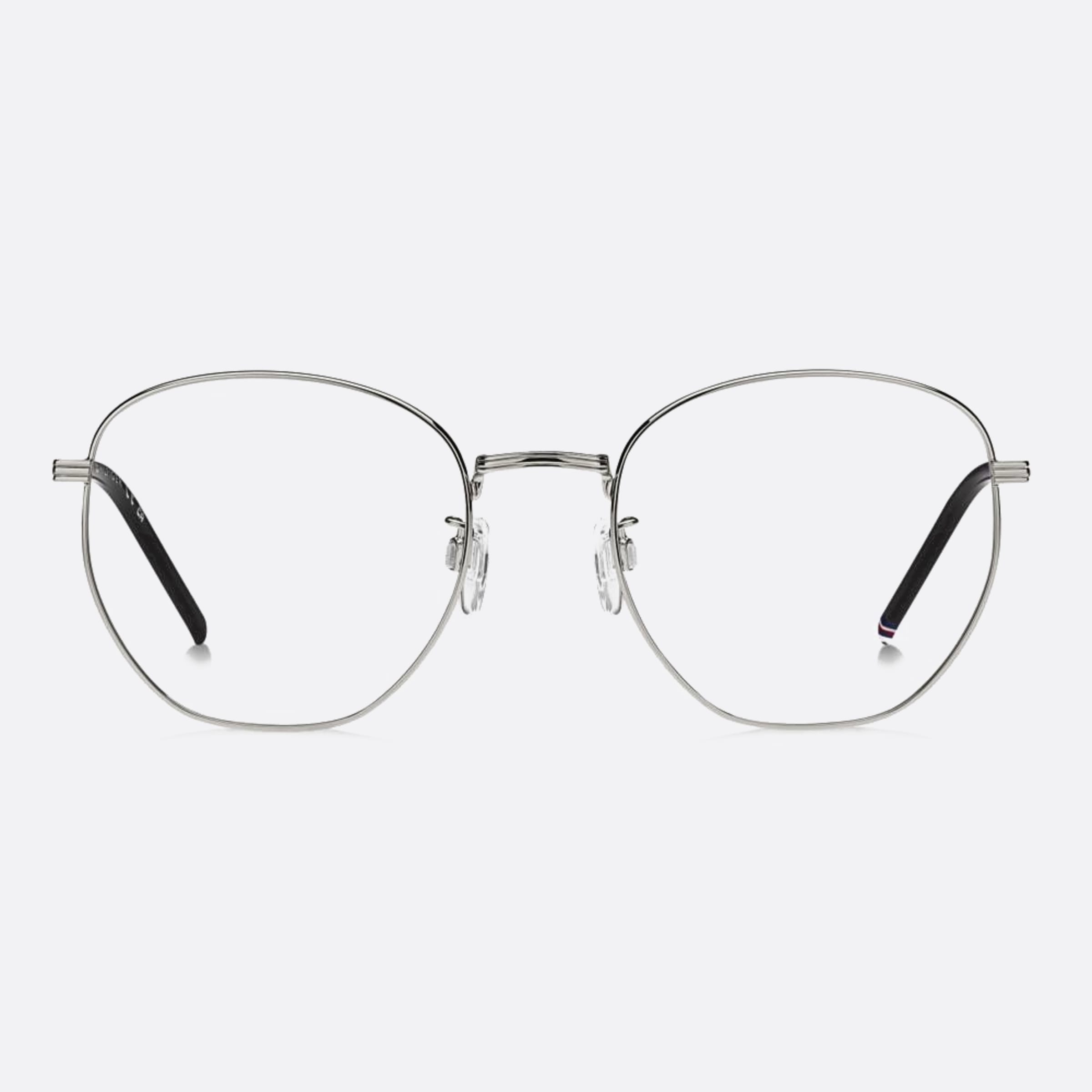 Tommy 54mm Hilfiger Silver Round Men Eyeglasses - Main View