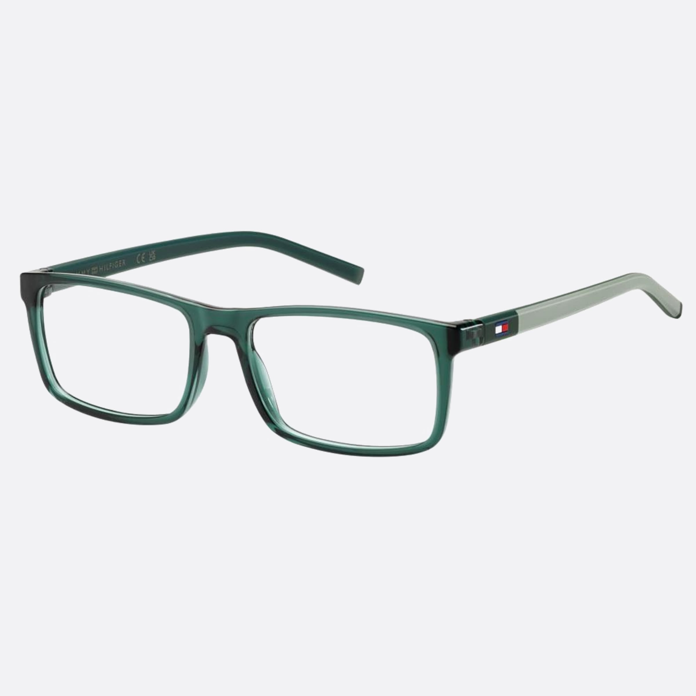 Tommy 51mm Hilfiger 1ed Green Rectangle Unisex Eyeglasses - Side View
