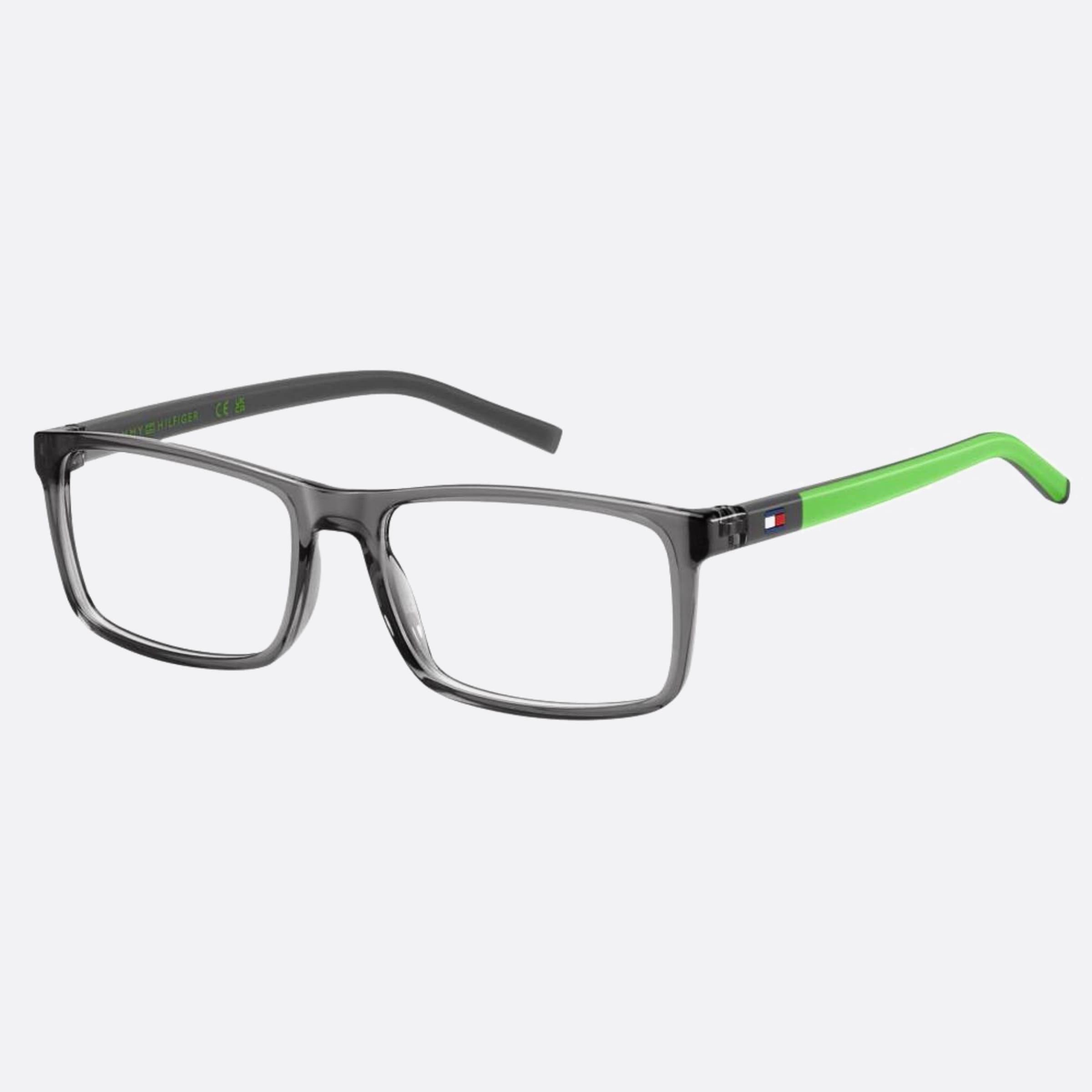Tommy 51mm Hilfiger 3u5 Grey Rectangle Unisex Eyeglasses - Side View