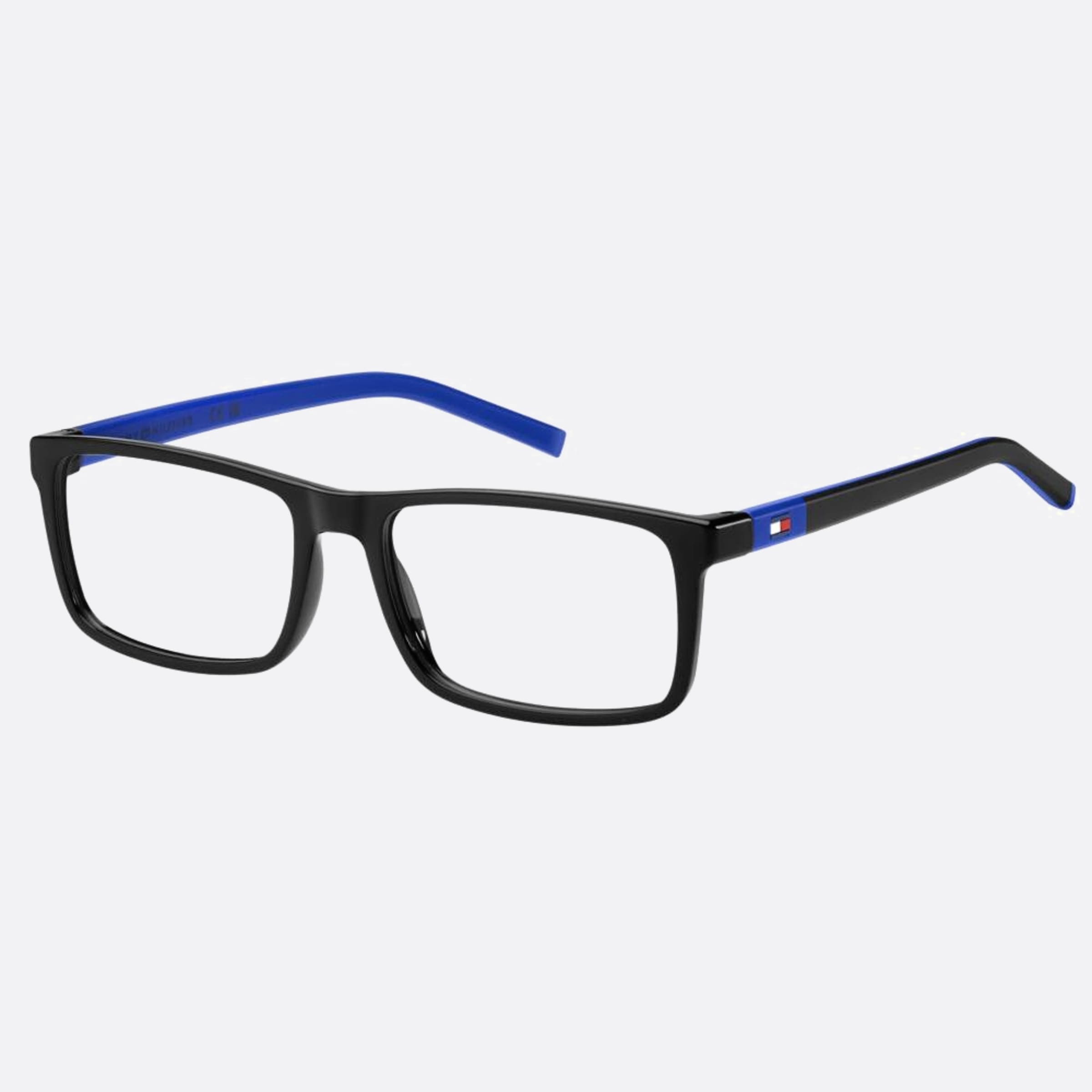Tommy 51mm Hilfiger Black Rectangle Unisex Eyeglasses - Side View