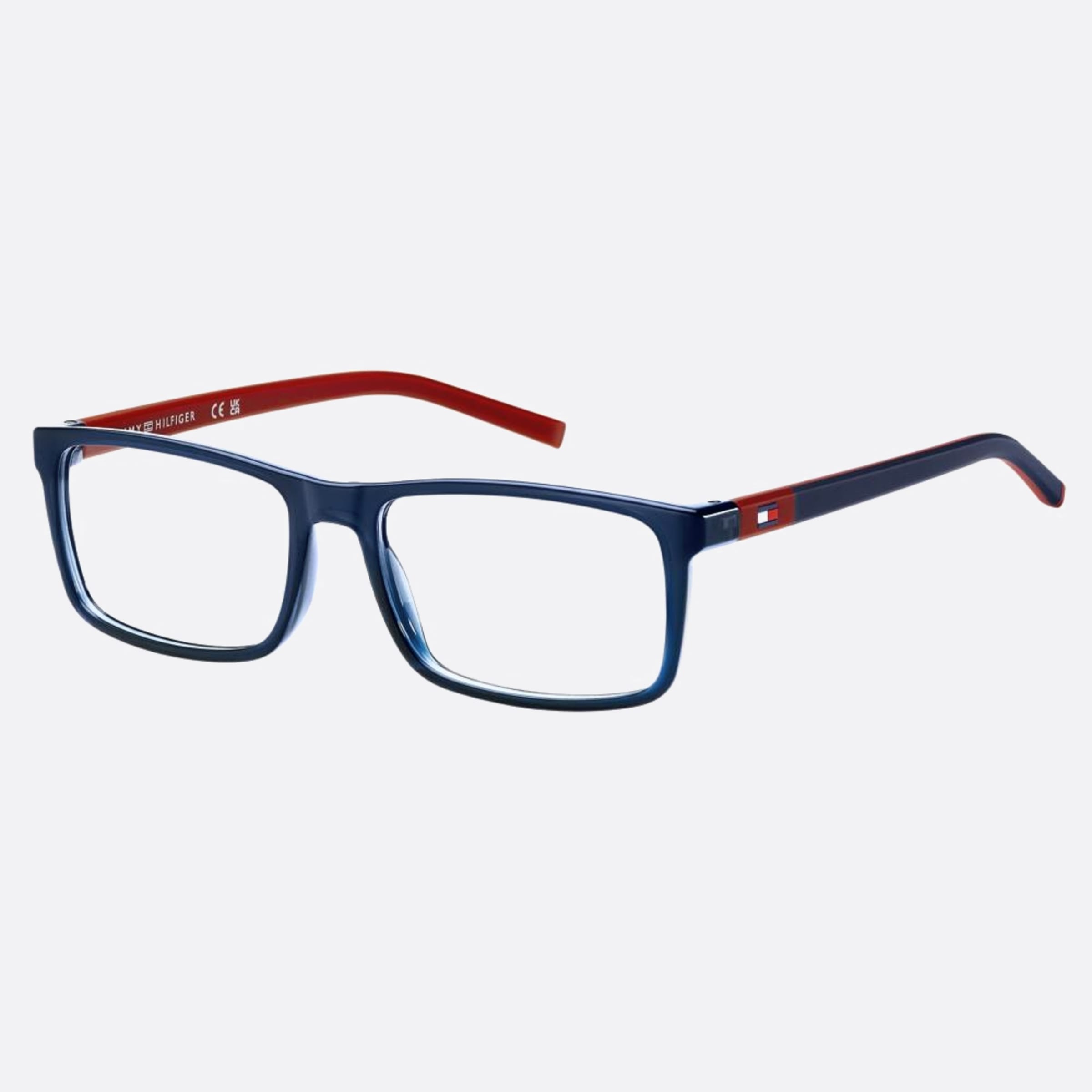Tommy 51mm Hilfiger Pjp Blue Rectangle Unisex Eyeglasses - Side View