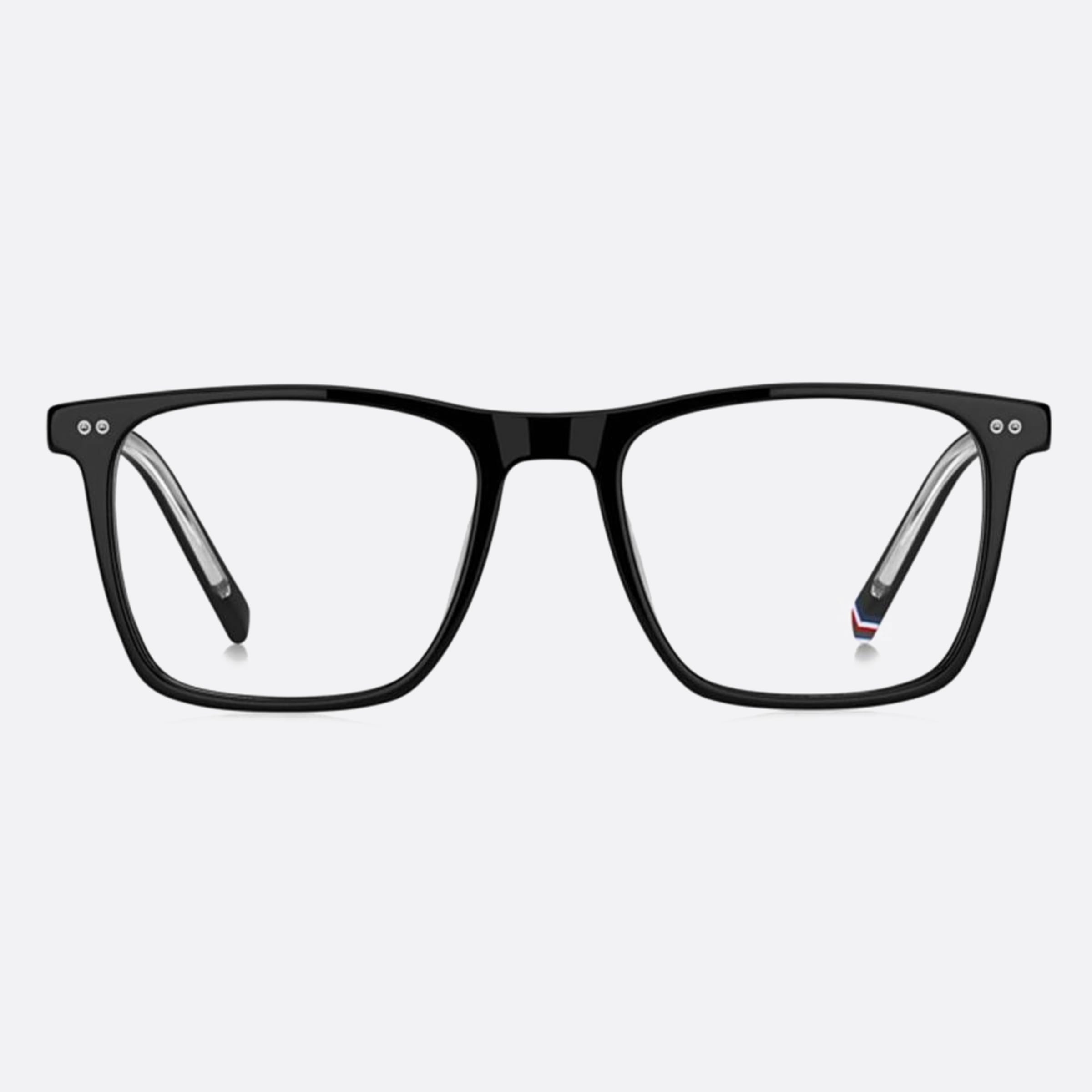 Tommy 53mm Hilfiger Black Rectangle Men Eyeglasses - Main View
