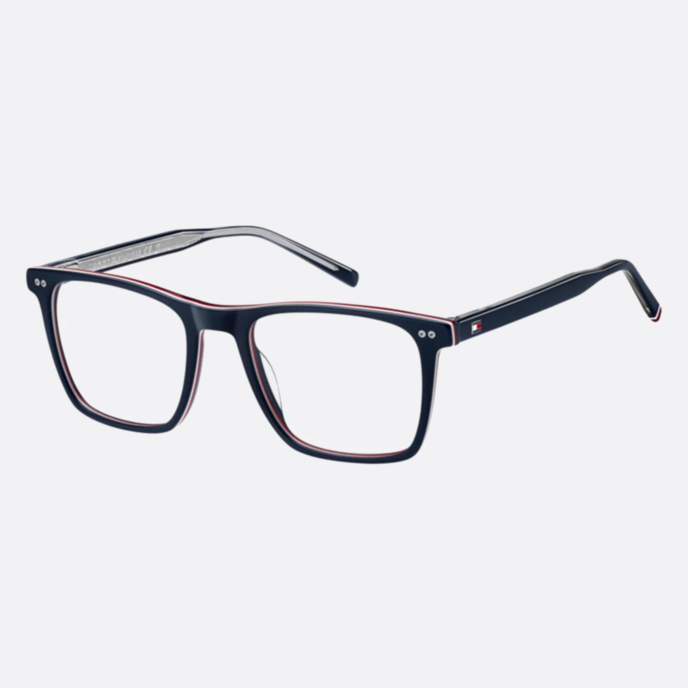 Tommy 53mm Hilfiger 8ru Blue Rectangle Men Eyeglasses - Side View