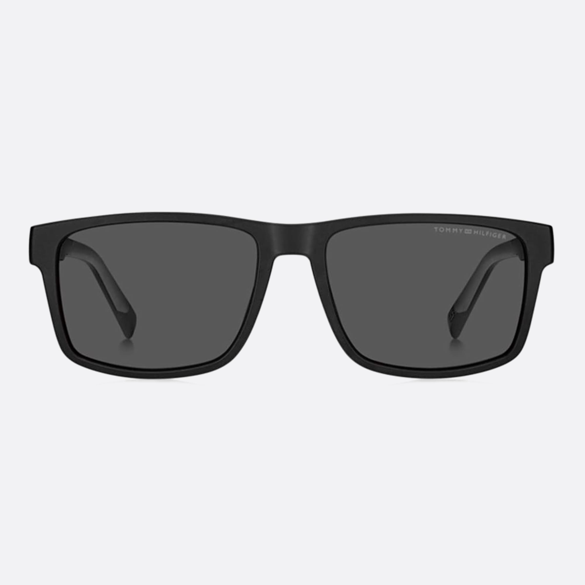 Tommy 56mm Hilfiger 08a Black Rectangle Men Sunglasses - Main View