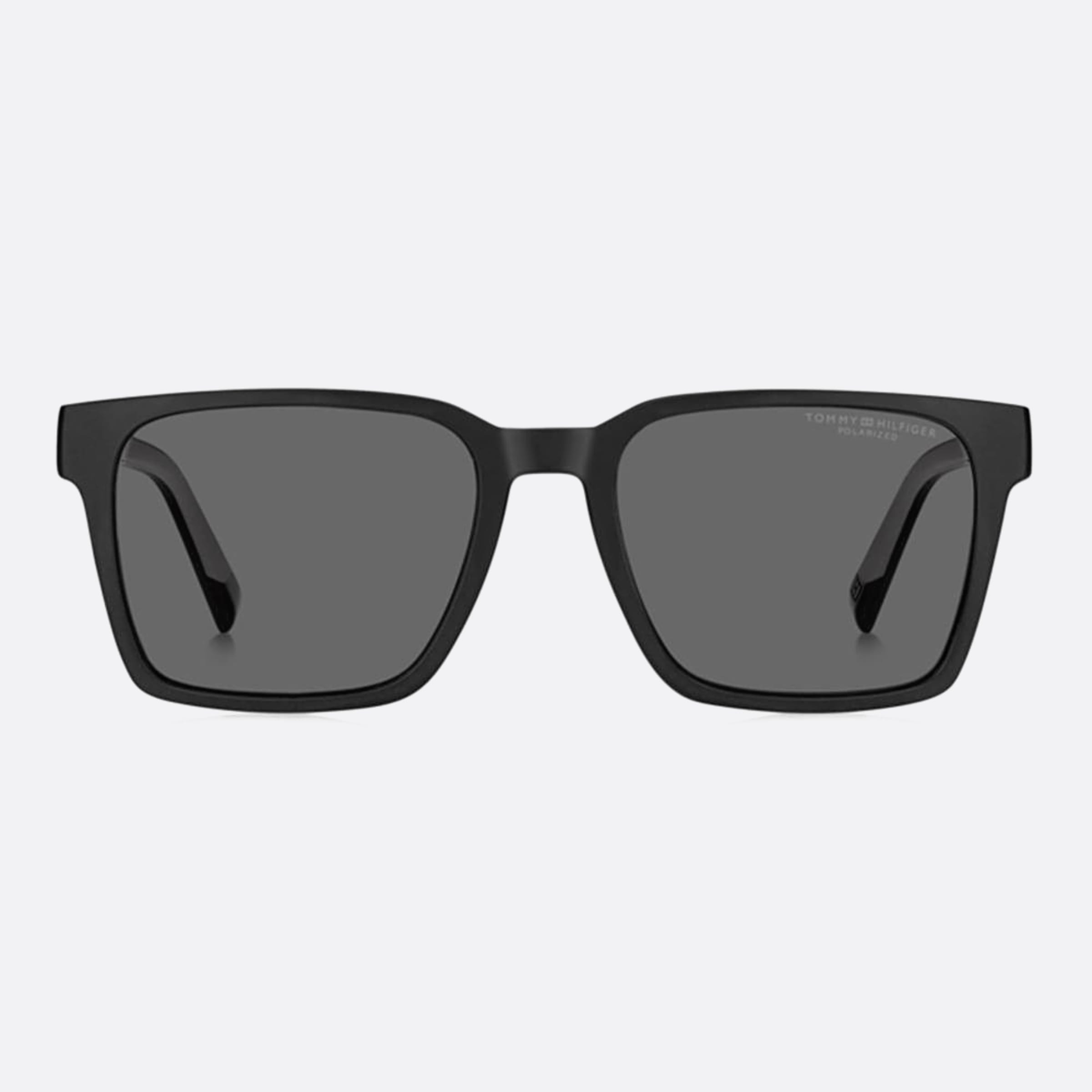 Tommy 55mm Hilfiger 08a Black Rectangle Polarized Men Sunglasses - Main View