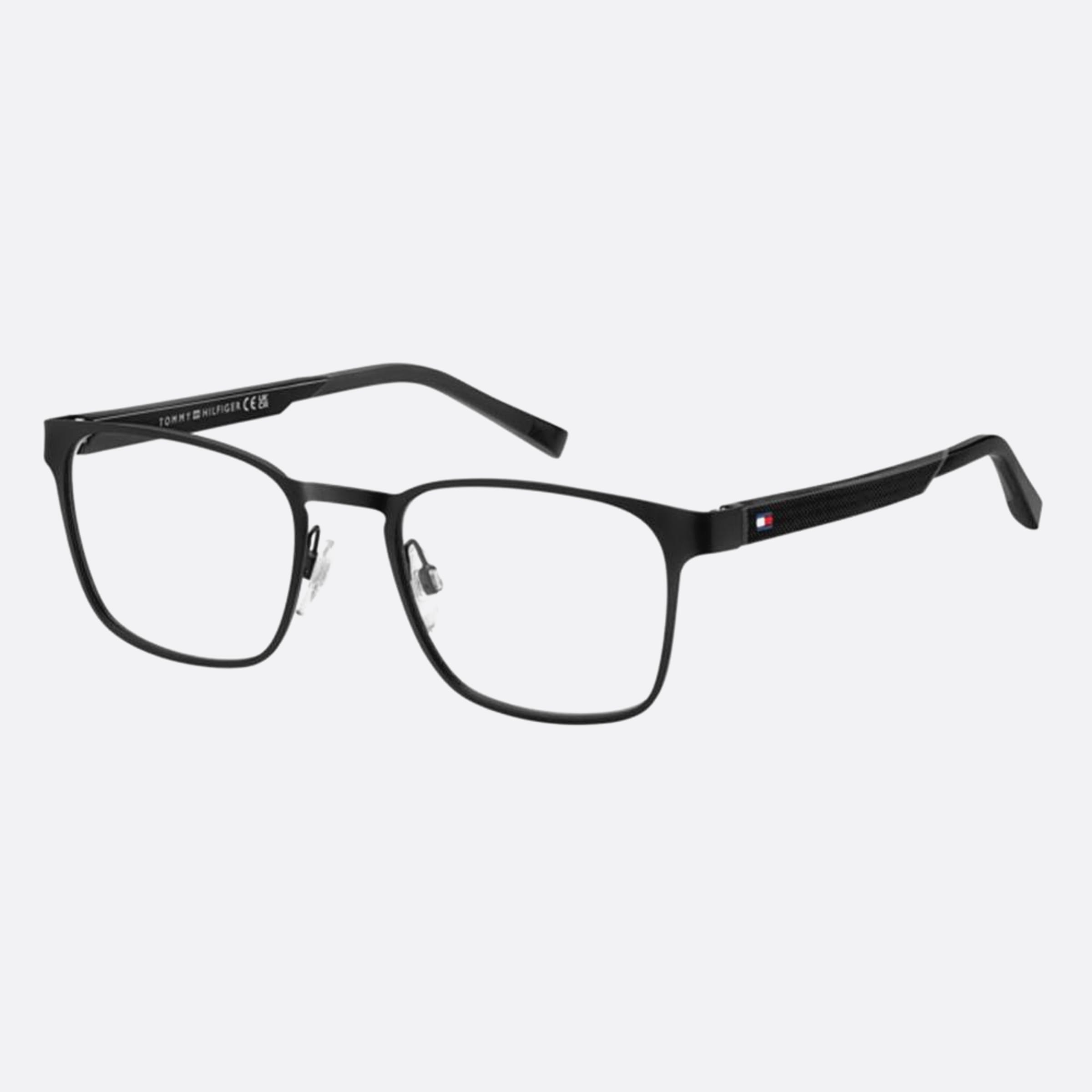 Tommy 52mm Hilfiger Black Rectangle Men Eyeglasses - Side View