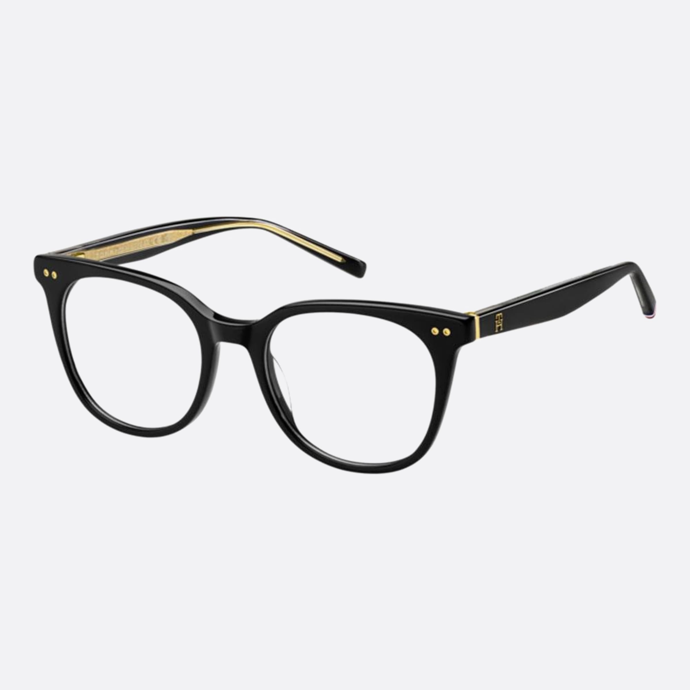 Tommy 50mm Hilfiger Black Rectangle Women Eyeglasses - Side View