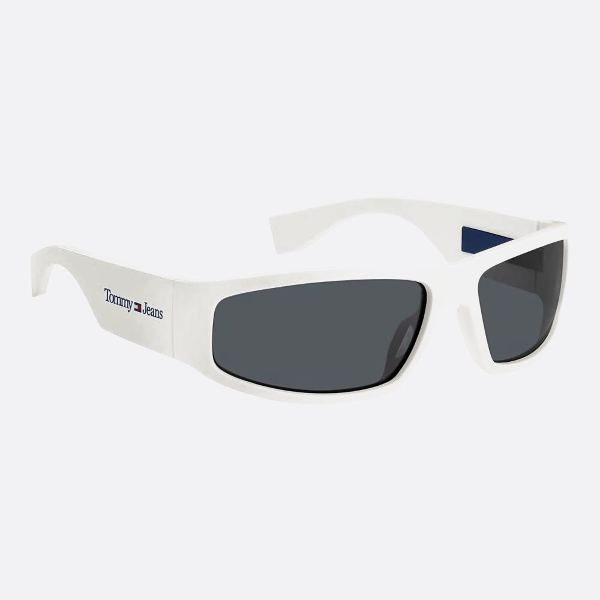 Tommy 65mm Jeans Vk6 White Geometric Unisex Sunglasses - Detail View