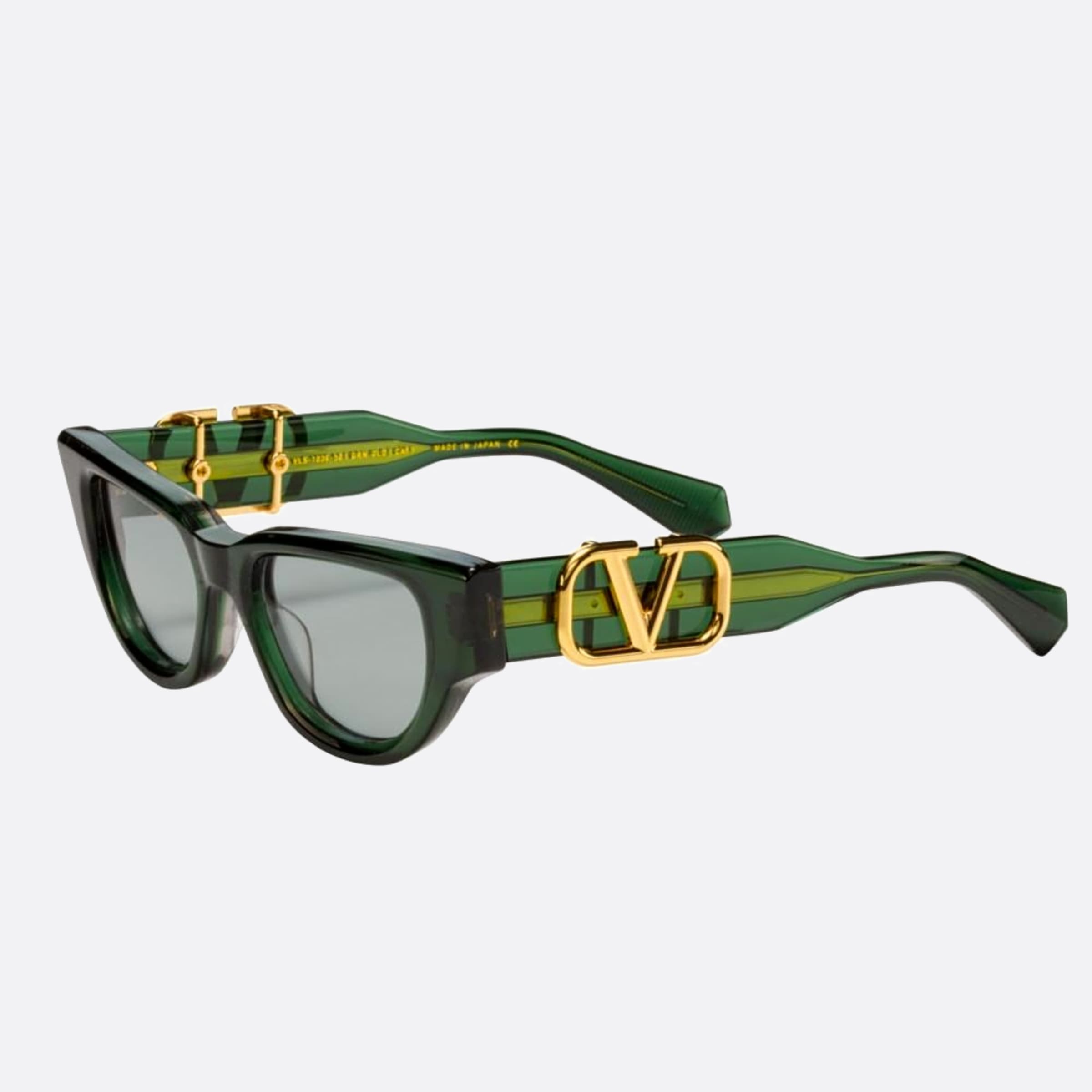 Valentino 50mm Due Grn Gld Green Cat Eye Women Sunglasses - Side View