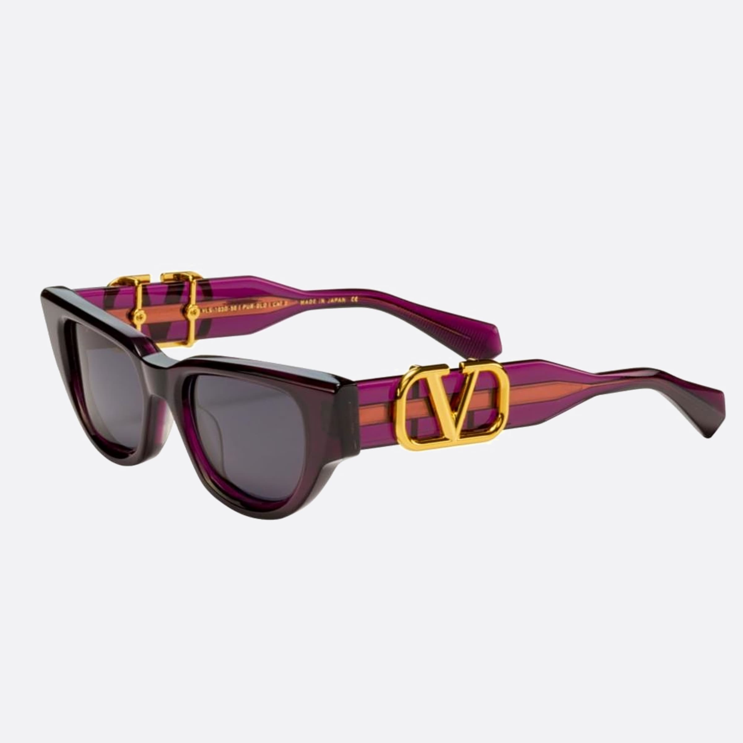 Valentino 50mm Due Pur Gld Violet Cat Eye Women Sunglasses - Side View